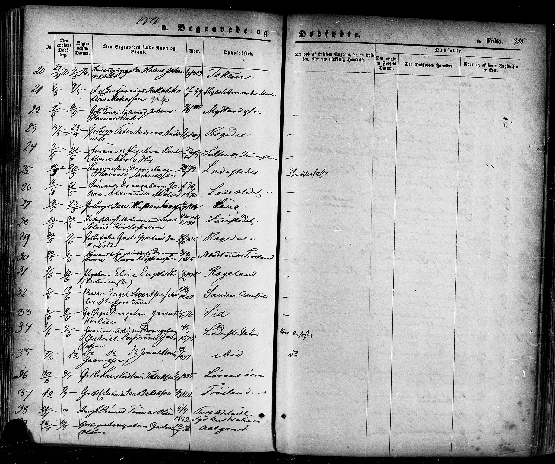 Sokndal sokneprestkontor, AV/SAST-A-101808: Parish register (official) no. A 10, 1874-1886, p. 325