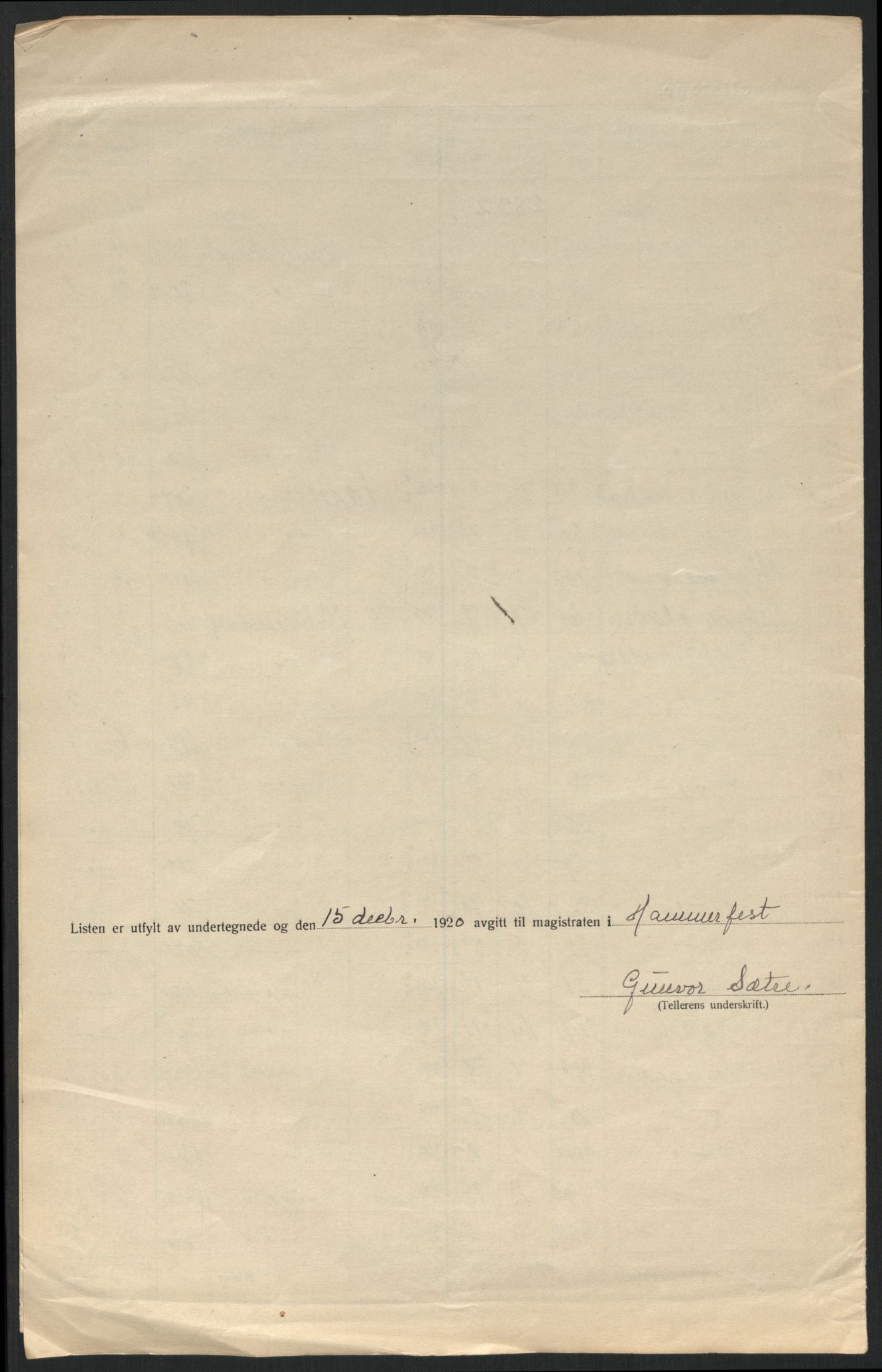 SATØ, 1920 census for Hammerfest, 1920, p. 12