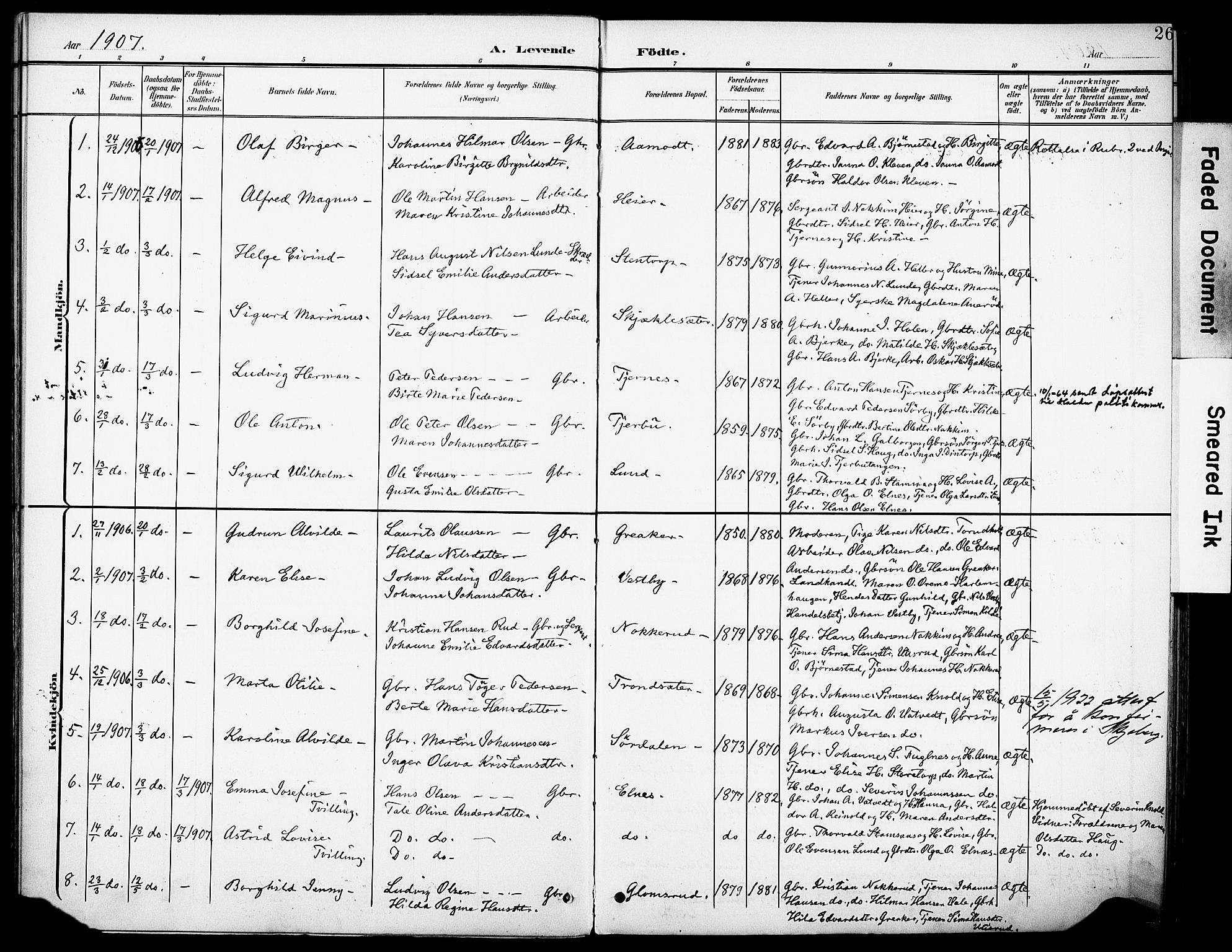 Rakkestad prestekontor Kirkebøker, AV/SAO-A-2008/F/Fb/L0002: Parish register (official) no. II 2, 1900-1920, p. 26