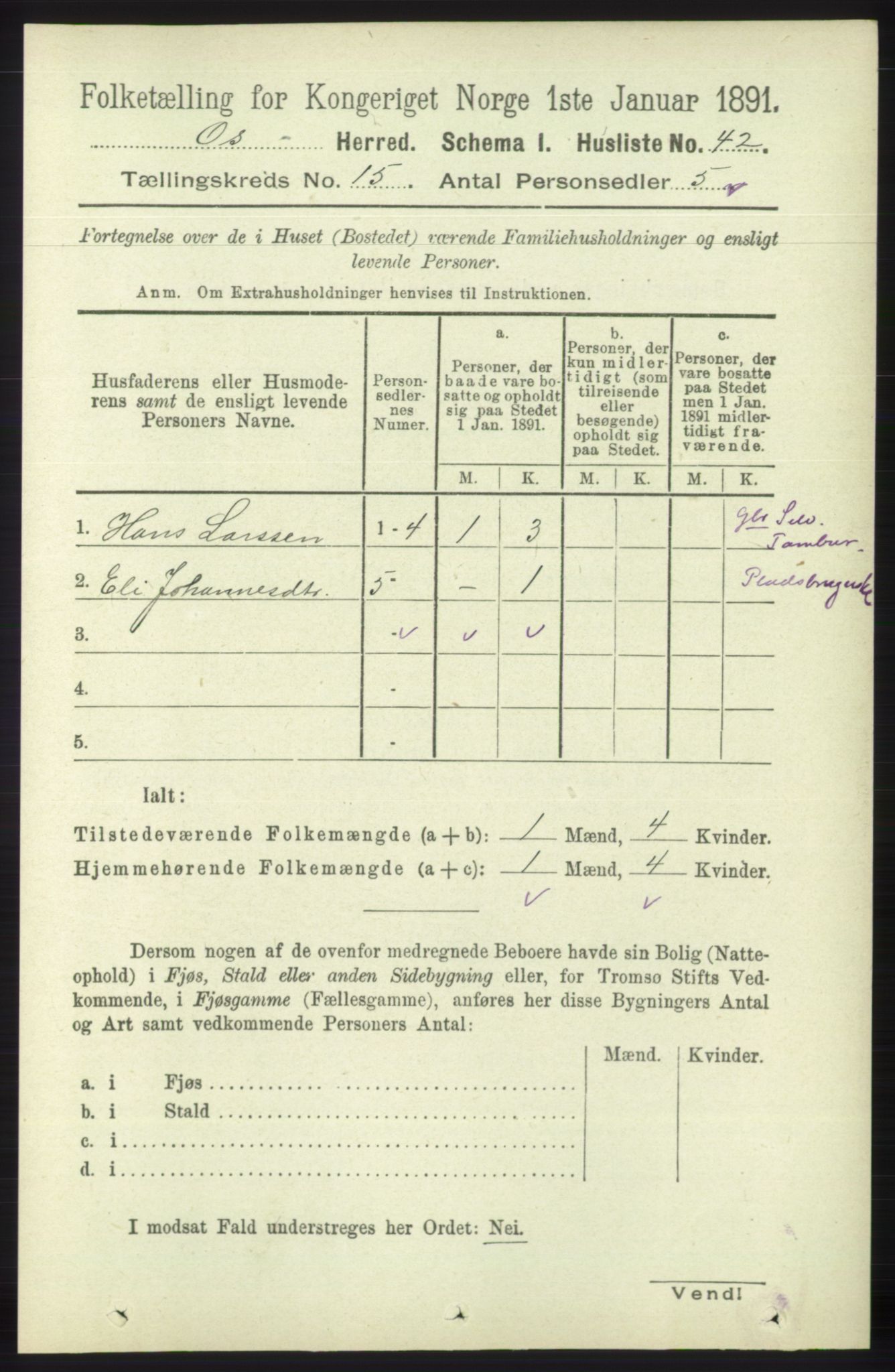 RA, 1891 census for 1243 Os, 1891, p. 3267