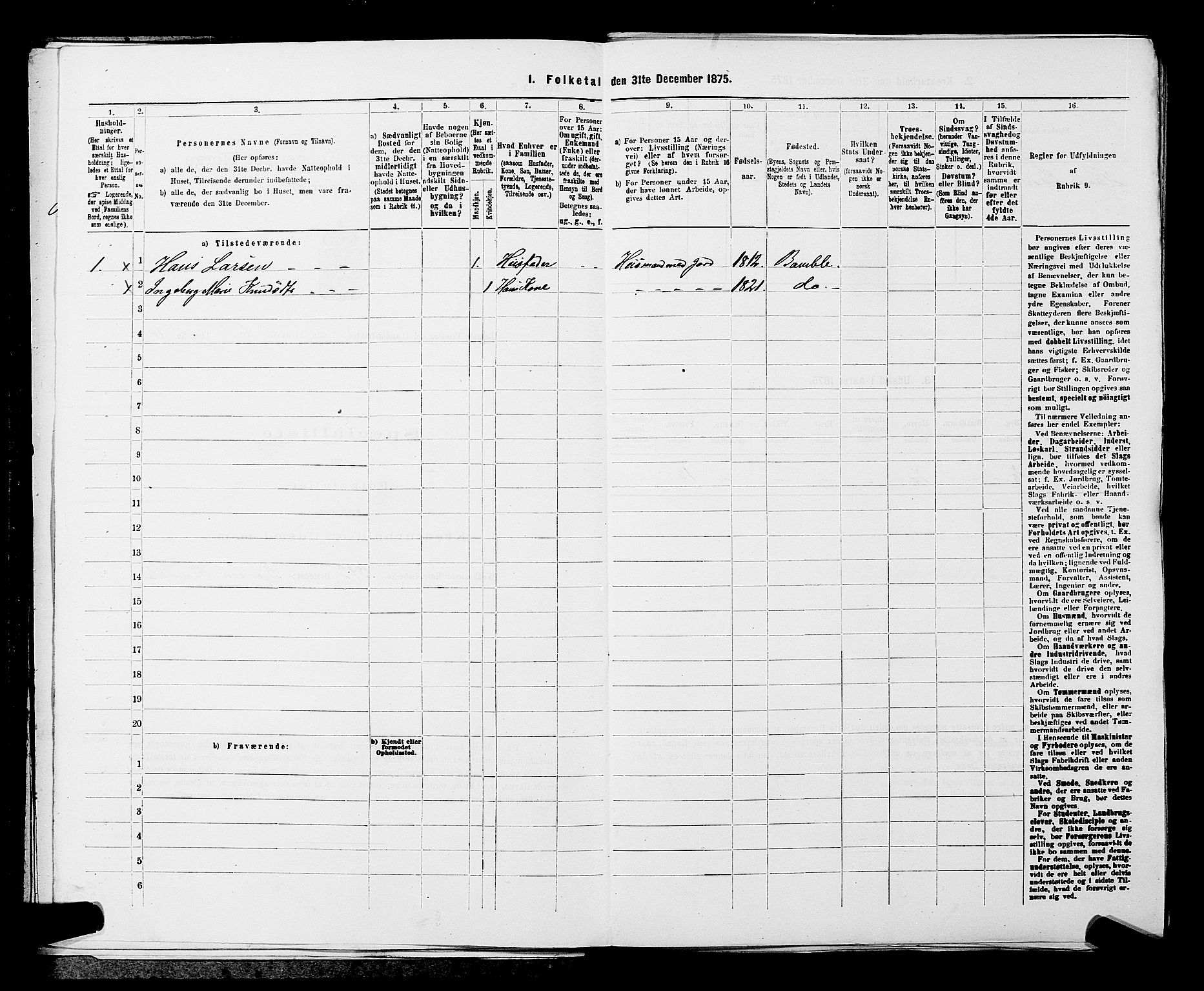 SAKO, 1875 census for 0814L Bamble/Bamble, 1875, p. 872