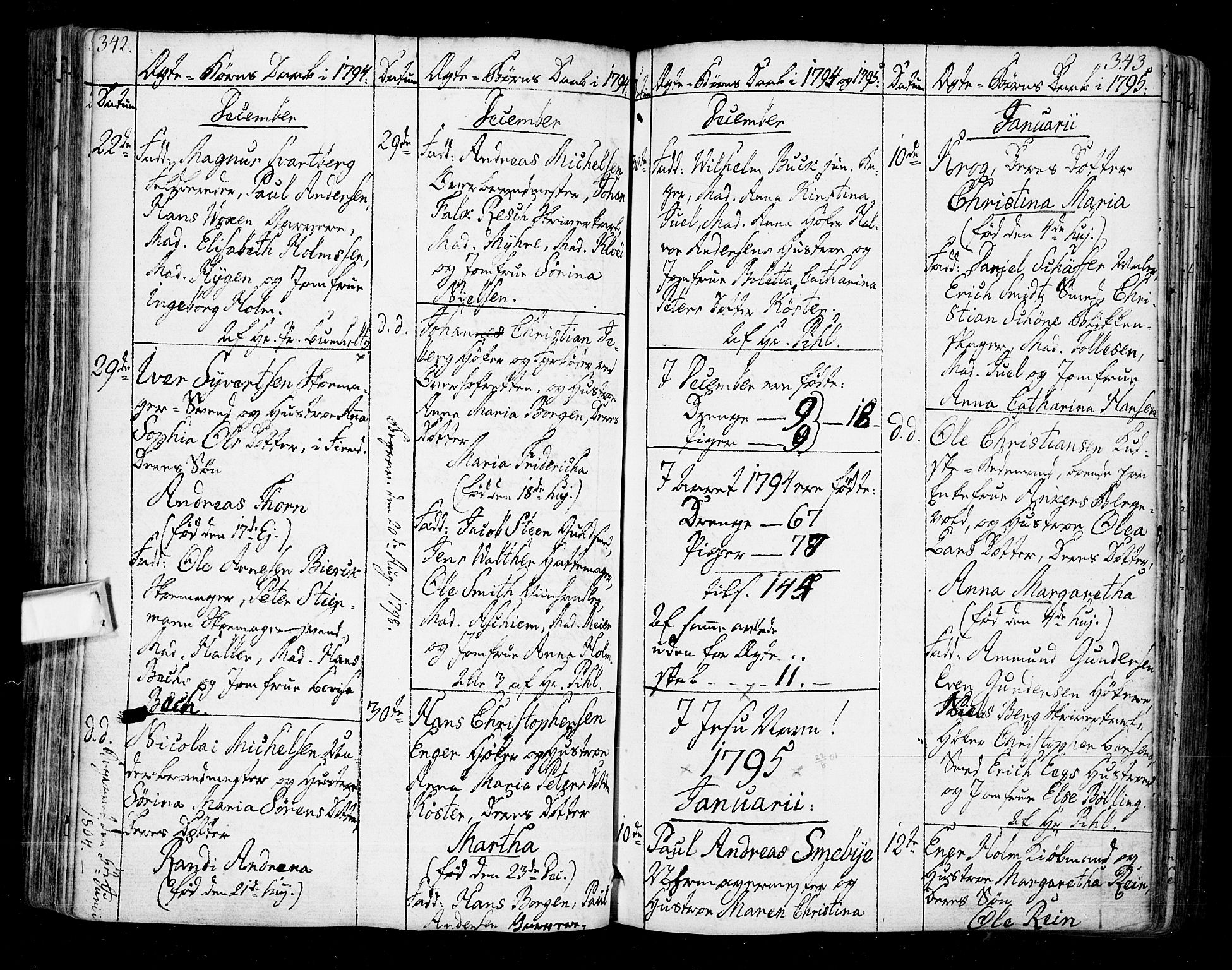 Oslo domkirke Kirkebøker, SAO/A-10752/F/Fa/L0005: Parish register (official) no. 5, 1787-1806, p. 342-343