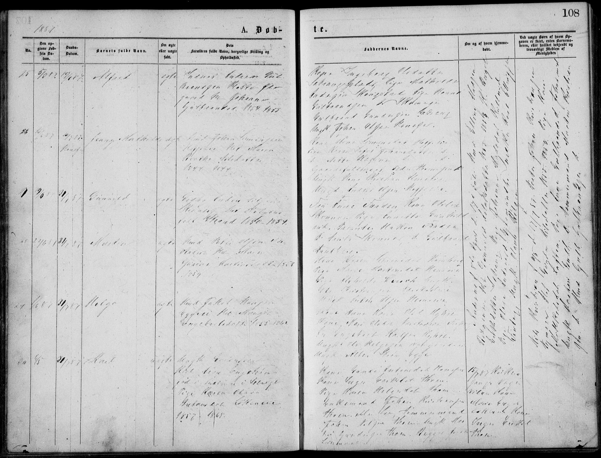 Norderhov kirkebøker, AV/SAKO-A-237/G/Gb/L0001: Parish register (copy) no. II 1, 1876-1899, p. 108