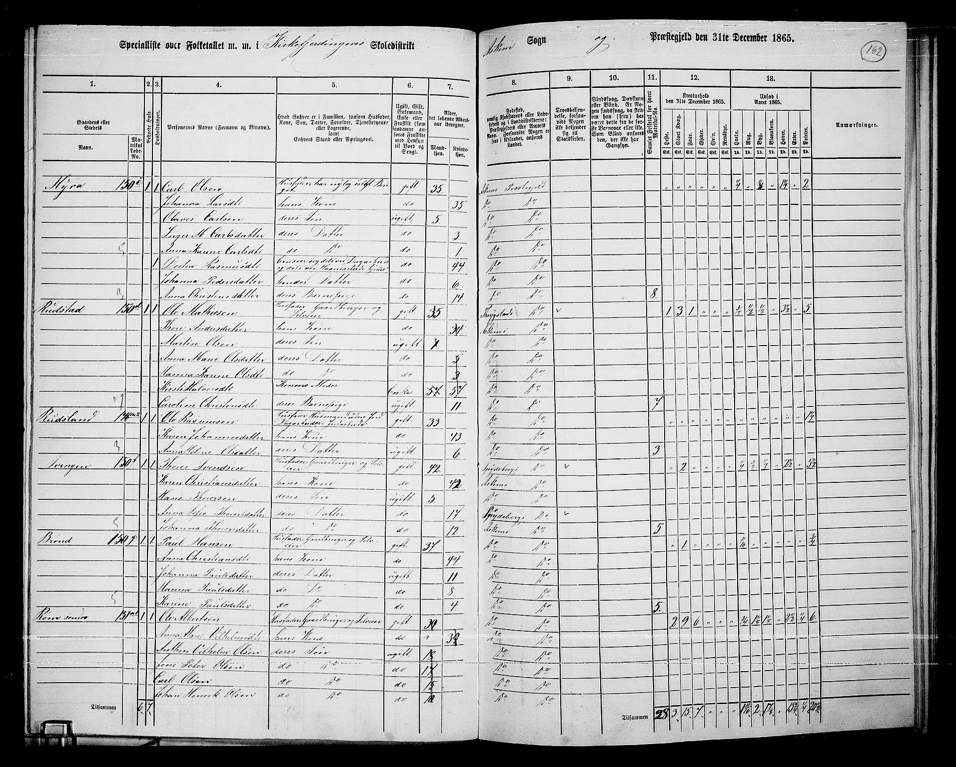 RA, 1865 census for Askim, 1865, p. 25