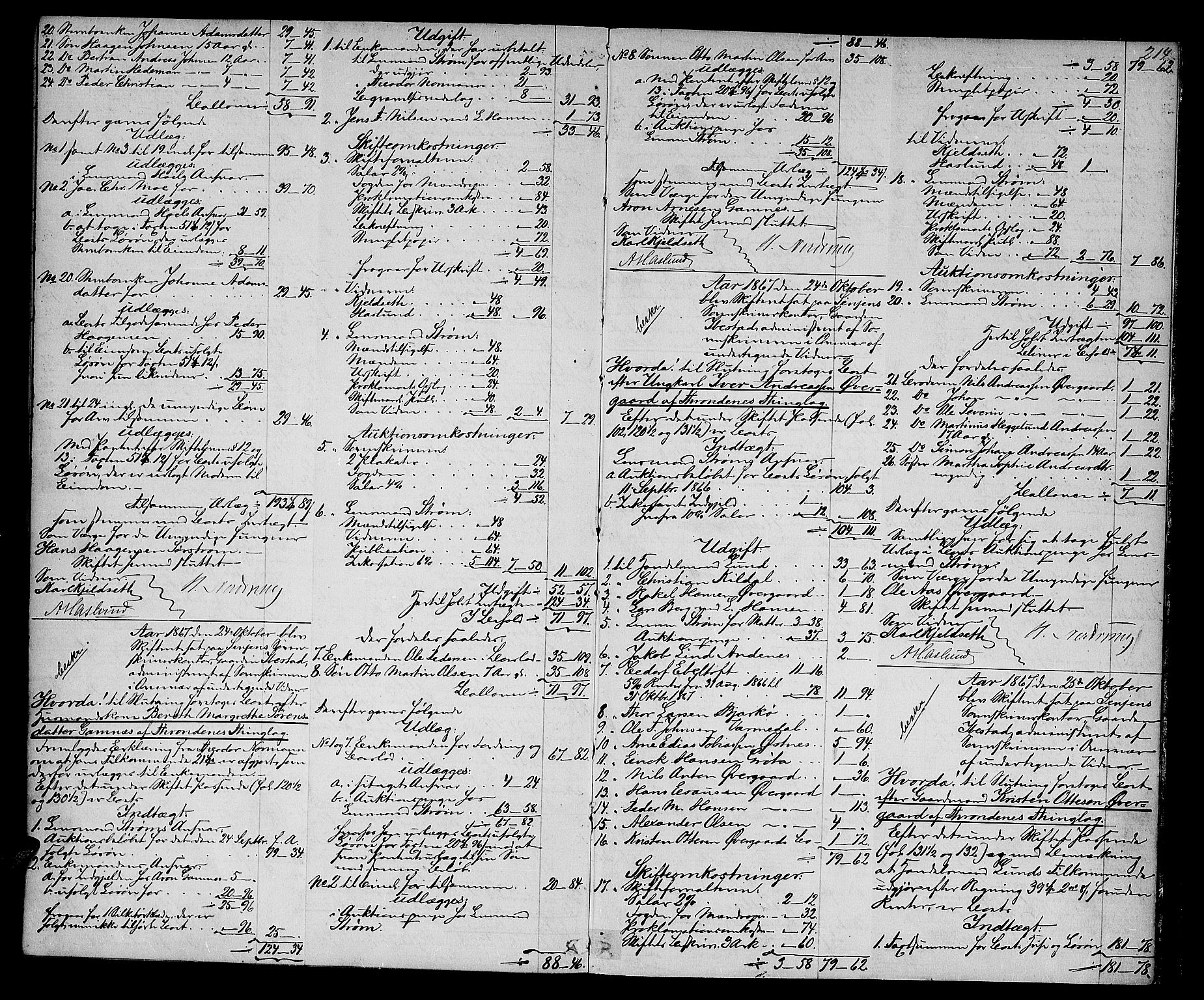 Senja sorenskriveri 1855-, AV/SATØ-S-0048/1/G/Gd/L0754: Skifteutlodningsprotokoll med register, 1859-1867, p. 213b-214a