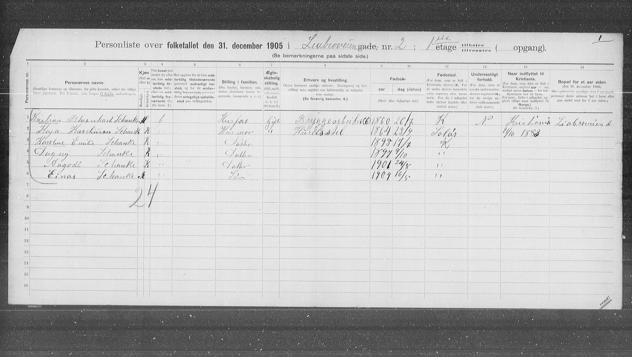 OBA, Municipal Census 1905 for Kristiania, 1905, p. 30372