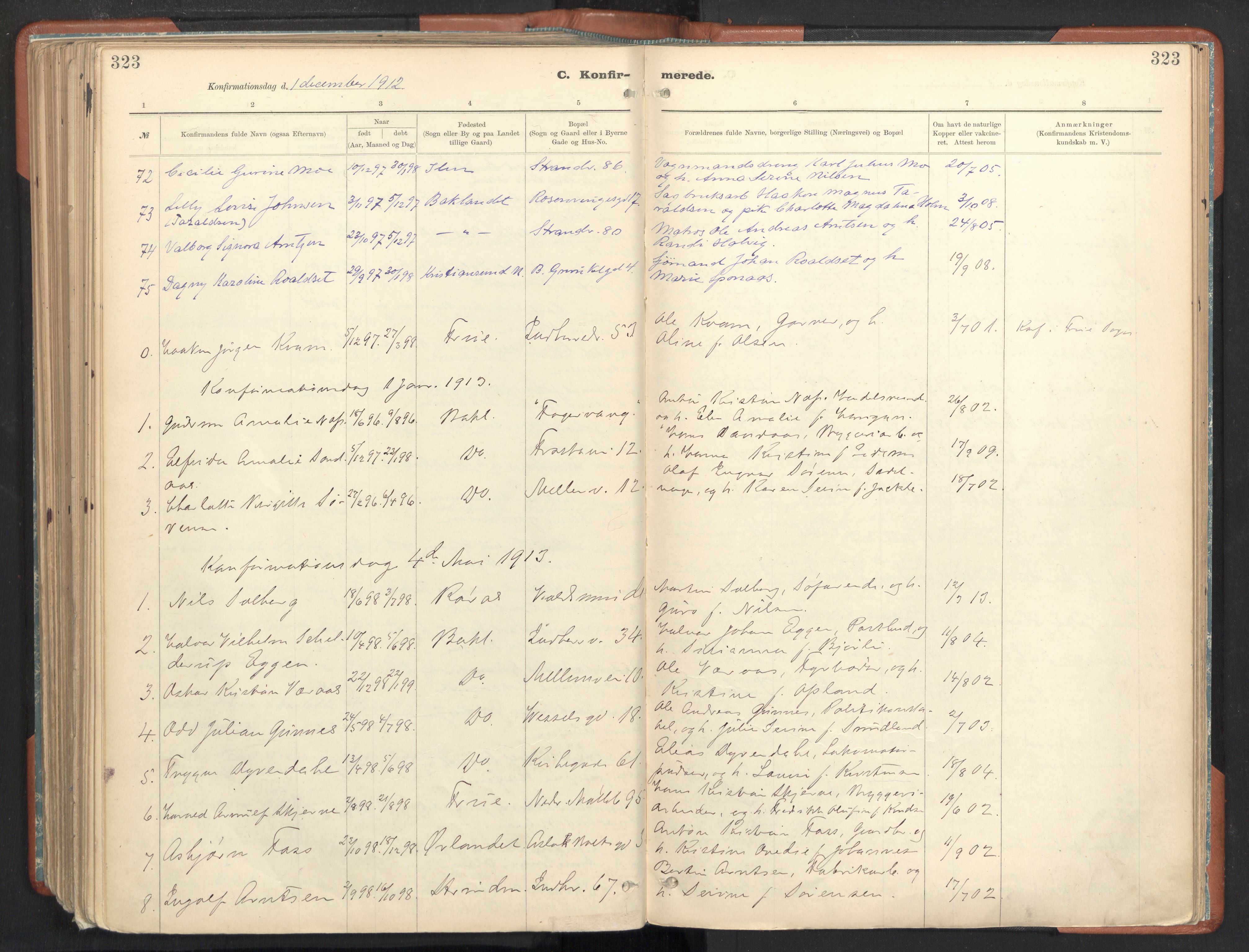 Ministerialprotokoller, klokkerbøker og fødselsregistre - Sør-Trøndelag, SAT/A-1456/605/L0243: Parish register (official) no. 605A05, 1908-1923, p. 323