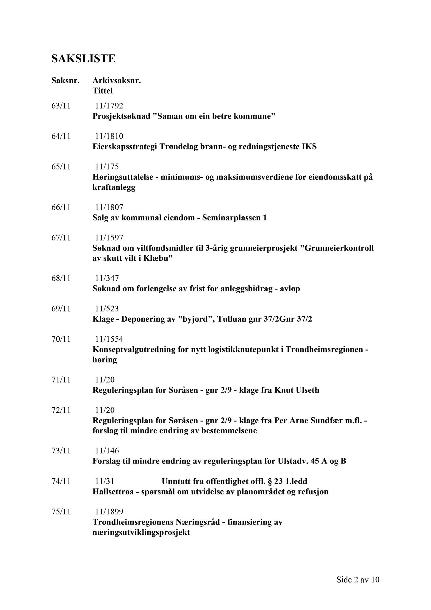 Klæbu Kommune, TRKO/KK/02-FS/L004: Formannsskapet - Møtedokumenter, 2011, p. 1759