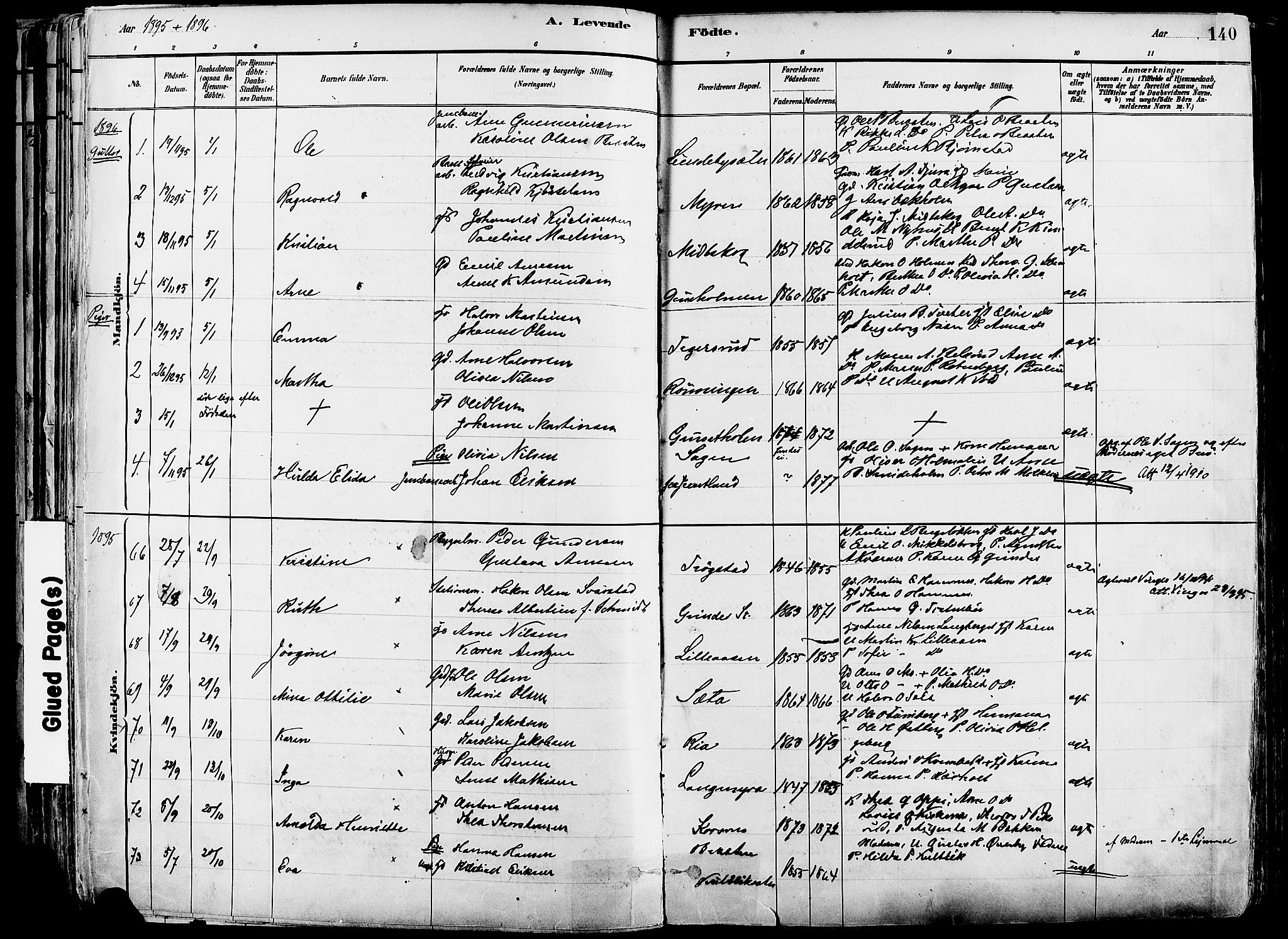 Grue prestekontor, AV/SAH-PREST-036/H/Ha/Haa/L0012: Parish register (official) no. 12, 1881-1897, p. 140