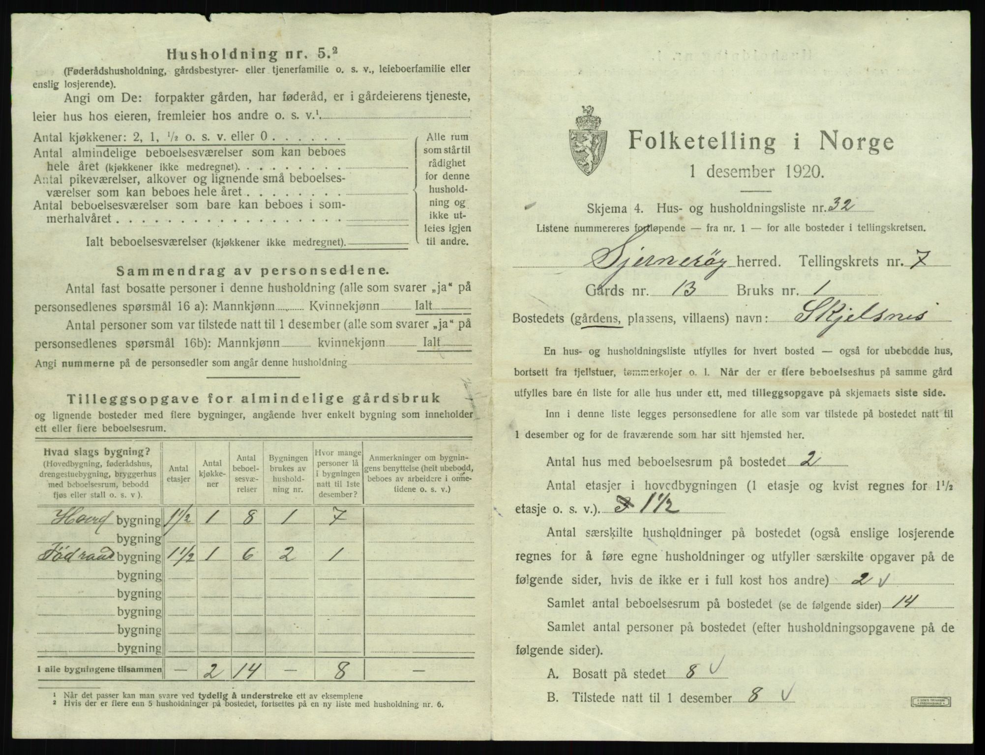 SAST, 1920 census for Sjernarøy, 1920, p. 402