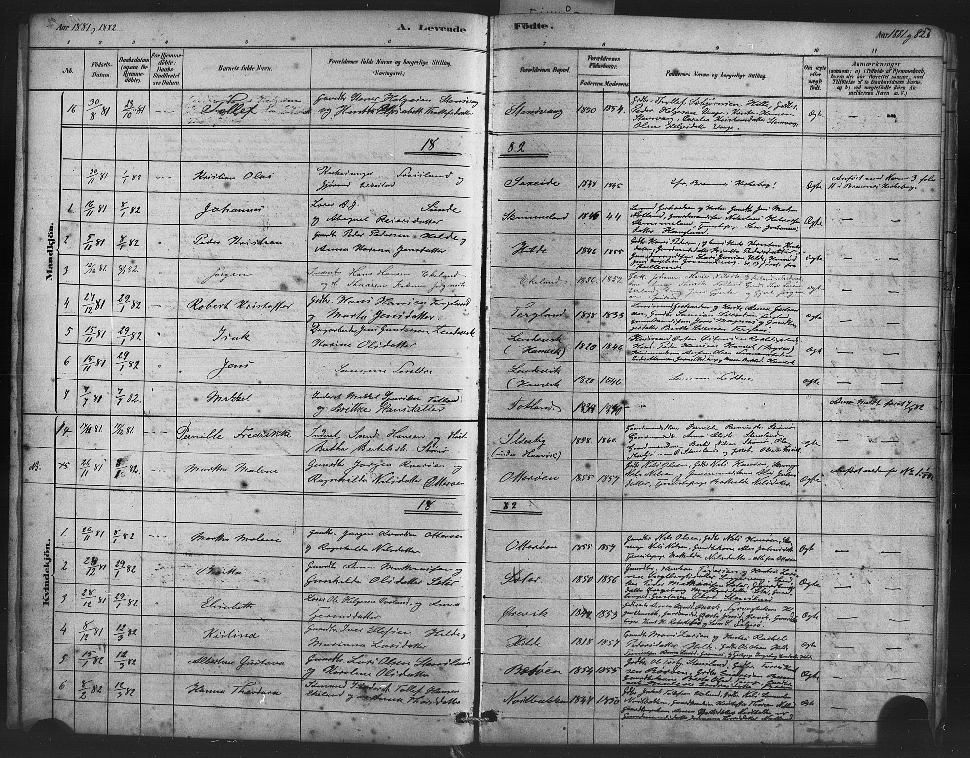 Finnås sokneprestembete, AV/SAB-A-99925/H/Ha/Haa/Haab/L0001: Parish register (official) no. B 1, 1881-1894, p. 7