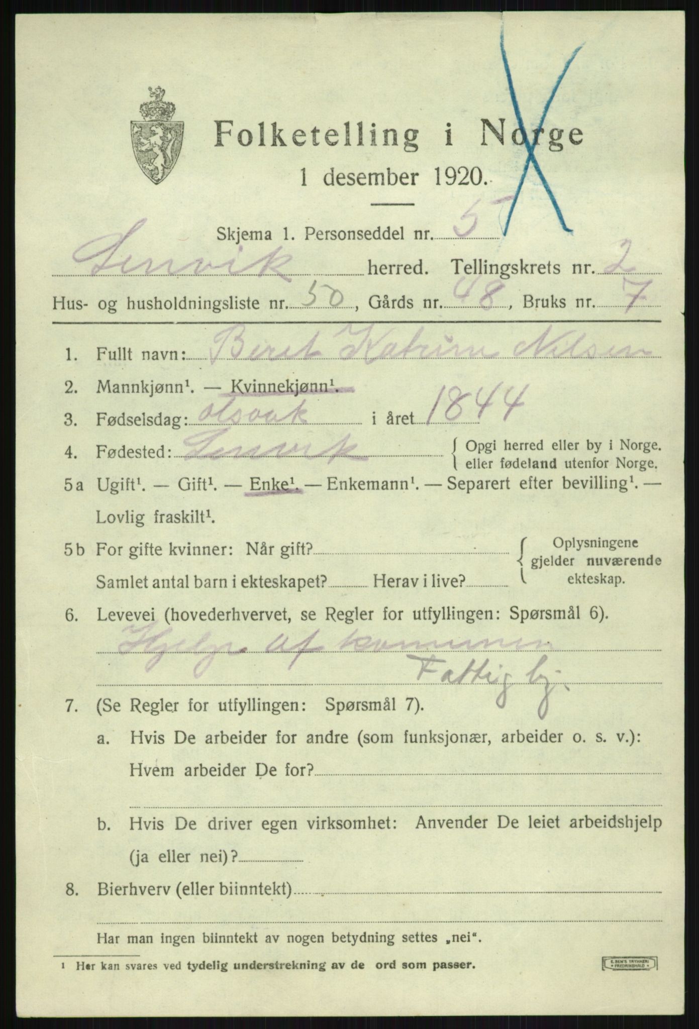 SATØ, 1920 census for Lenvik, 1920, p. 4648