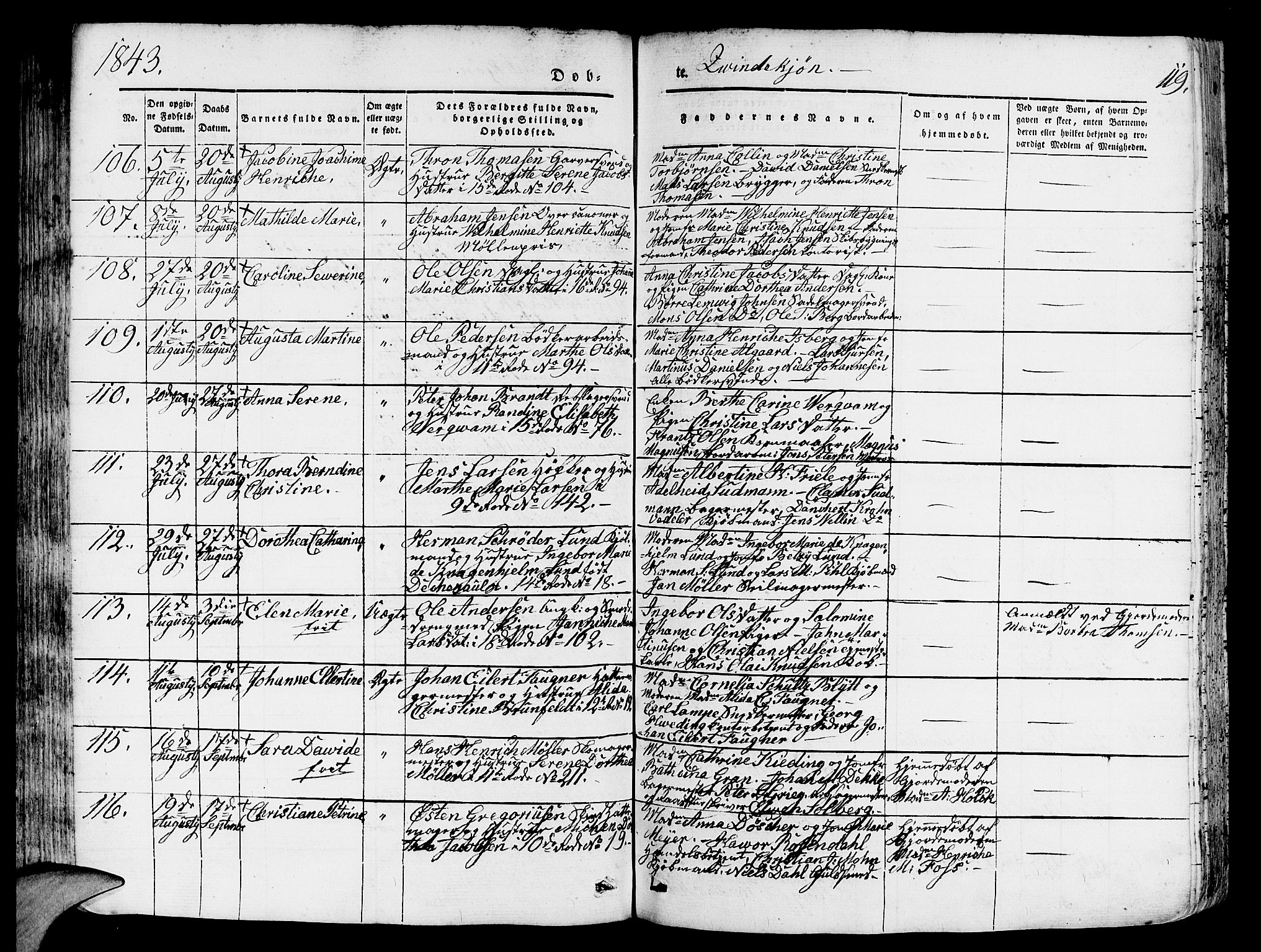 Domkirken sokneprestembete, AV/SAB-A-74801/H/Hab/L0009: Parish register (copy) no. B 2, 1842-1849, p. 119