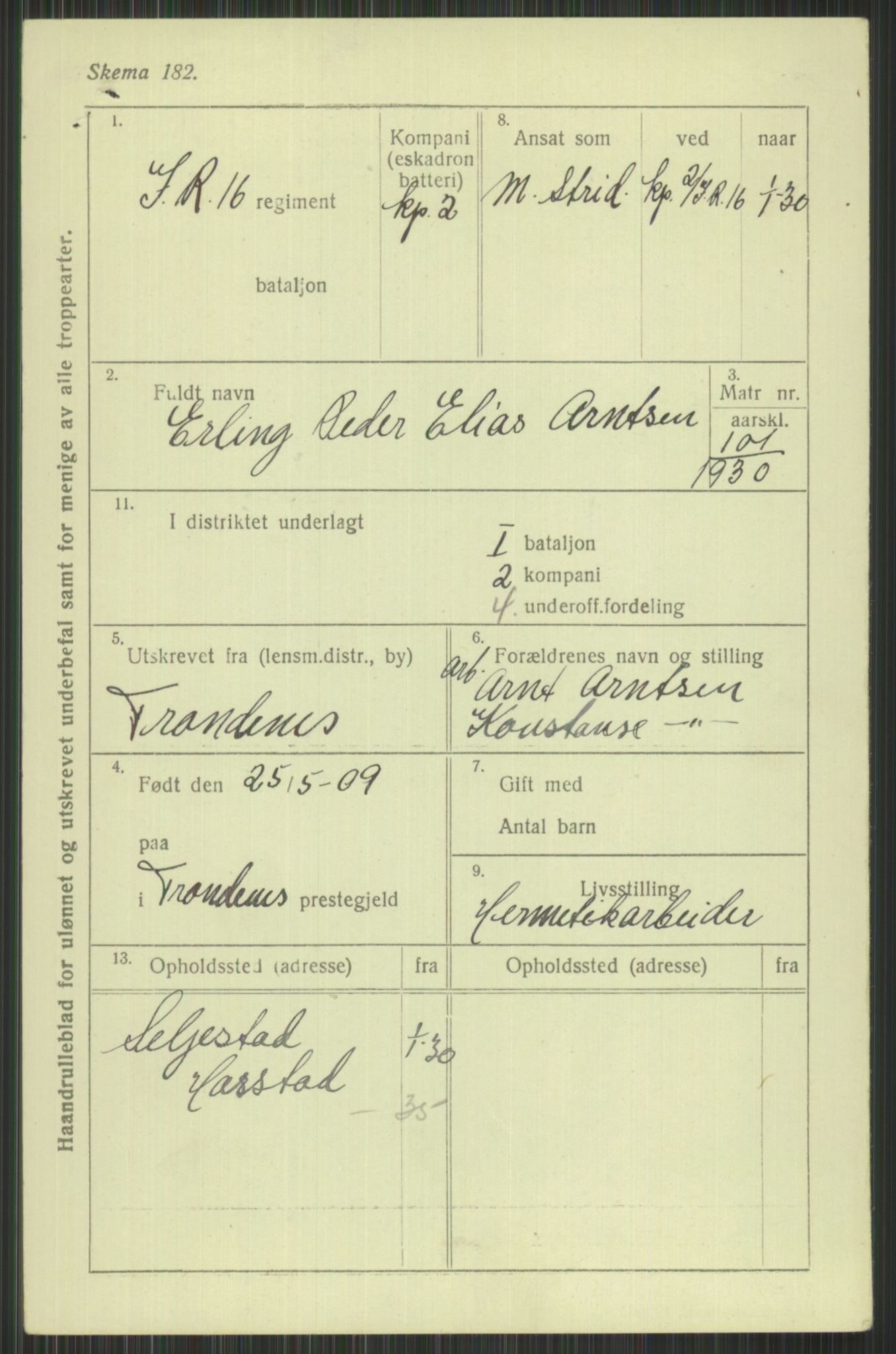 Forsvaret, Troms infanteriregiment nr. 16, AV/RA-RAFA-3146/P/Pa/L0014: Rulleblad for regimentets menige mannskaper, årsklasse 1930, 1930, p. 47