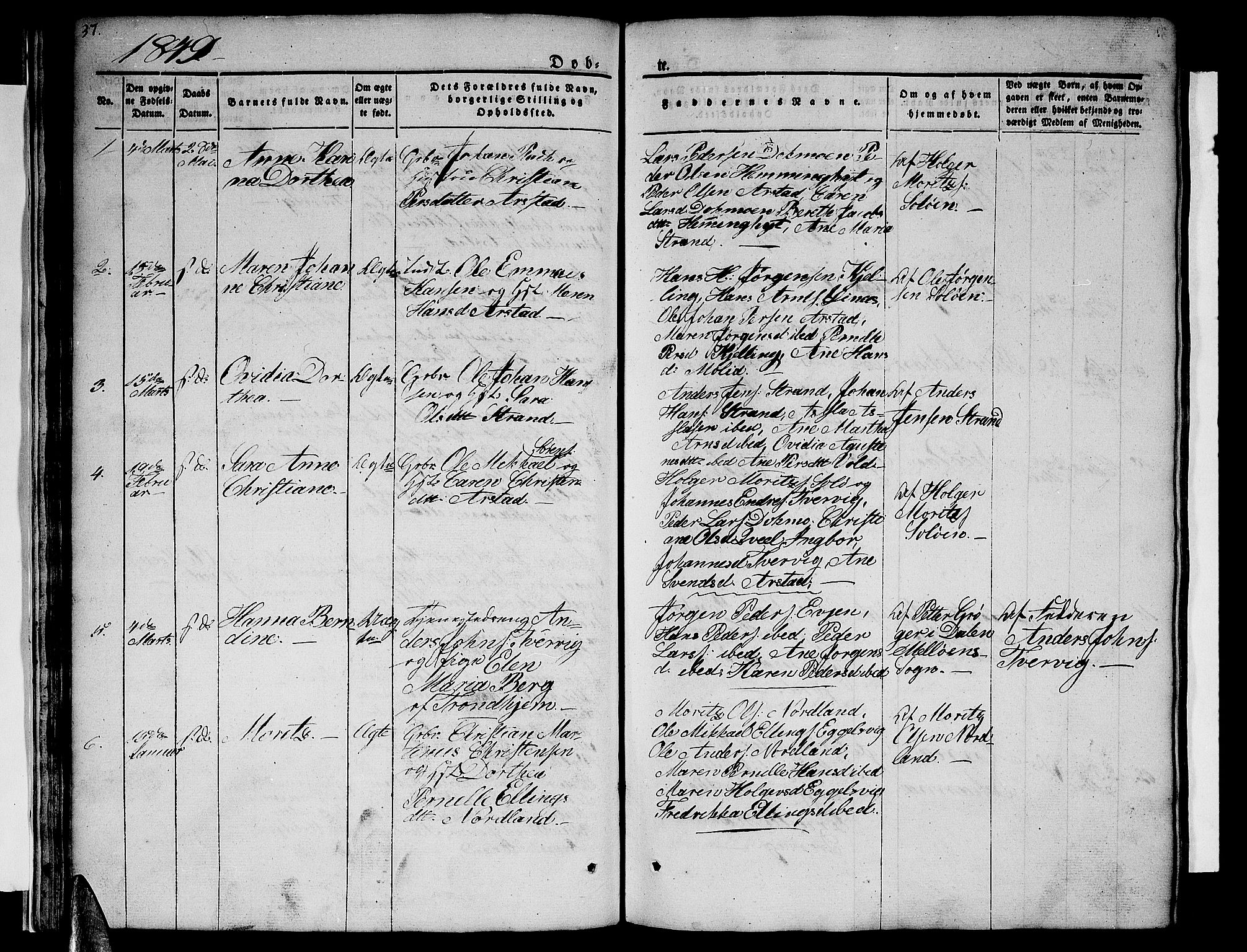 Ministerialprotokoller, klokkerbøker og fødselsregistre - Nordland, AV/SAT-A-1459/846/L0652: Parish register (copy) no. 846C02, 1841-1871, p. 37