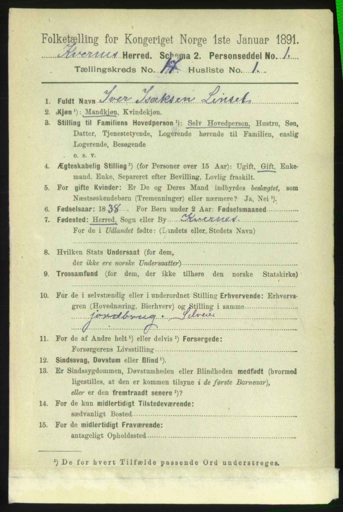 RA, 1891 census for 1553 Kvernes, 1891, p. 7149