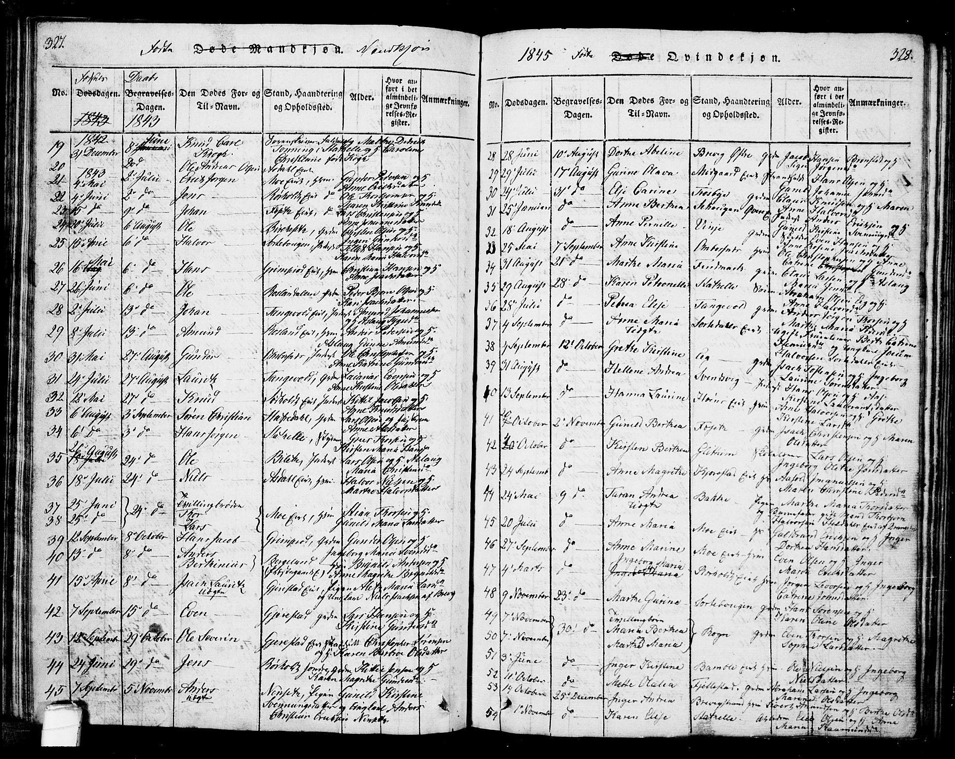 Bamble kirkebøker, SAKO/A-253/G/Ga/L0005: Parish register (copy) no. I 5, 1814-1855, p. 327-328