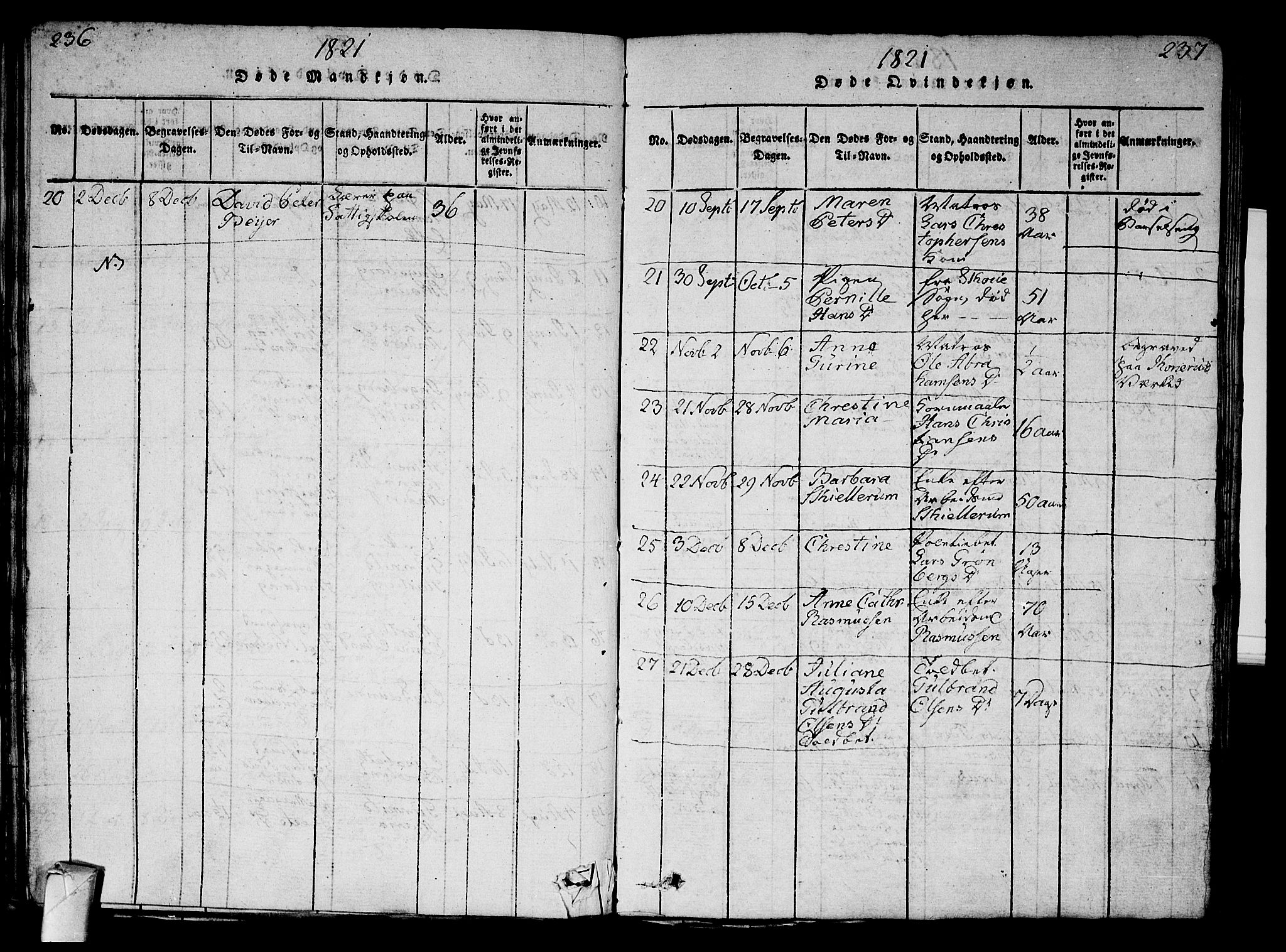 Strømsø kirkebøker, AV/SAKO-A-246/G/Ga/L0001: Parish register (copy) no. 1, 1815-1829, p. 236-237