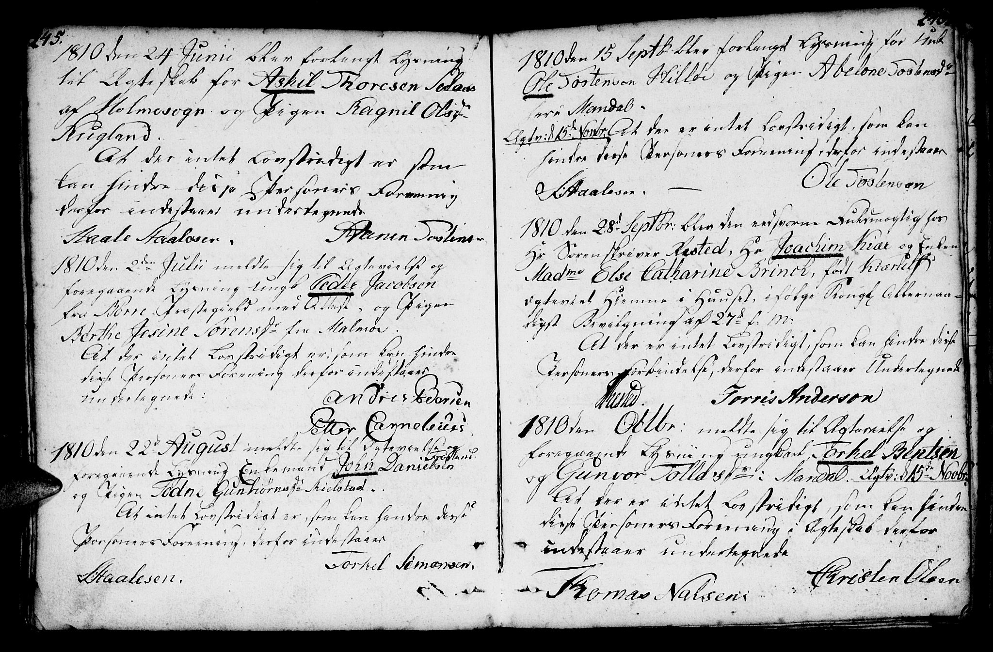 Mandal sokneprestkontor, AV/SAK-1111-0030/F/Fa/Faa/L0007: Parish register (official) no. A 7, 1783-1818, p. 245-246