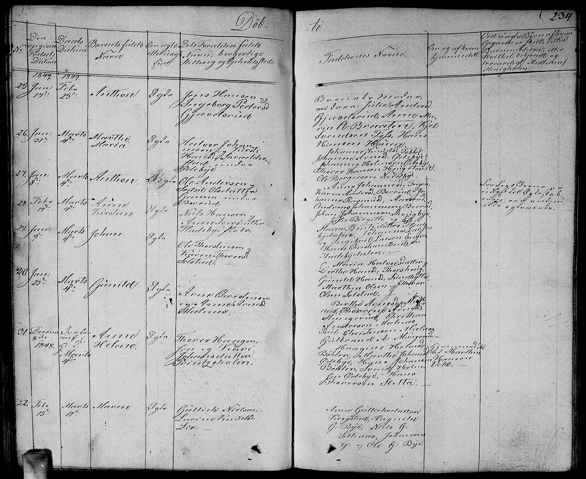 Enebakk prestekontor Kirkebøker, SAO/A-10171c/G/Ga/L0003: Parish register (copy) no. I 3, 1833-1849, p. 234