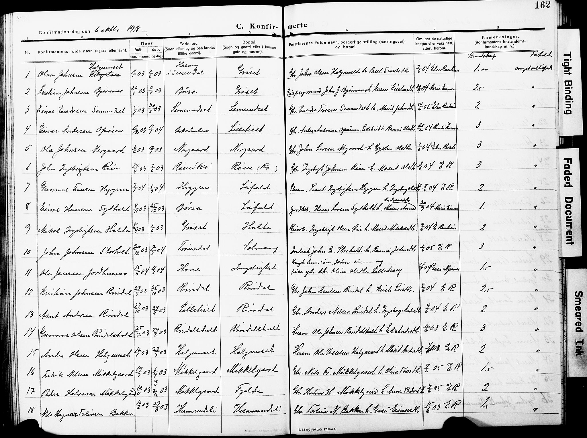 Ministerialprotokoller, klokkerbøker og fødselsregistre - Møre og Romsdal, AV/SAT-A-1454/598/L1079: Parish register (copy) no. 598C04, 1909-1927, p. 162