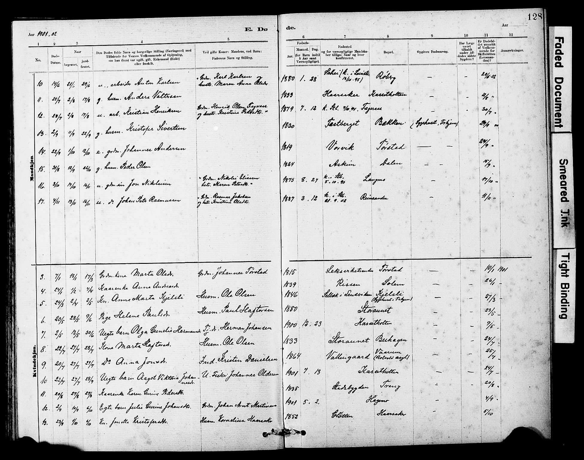 Ministerialprotokoller, klokkerbøker og fødselsregistre - Sør-Trøndelag, SAT/A-1456/646/L0628: Parish register (copy) no. 646C01, 1880-1903, p. 128
