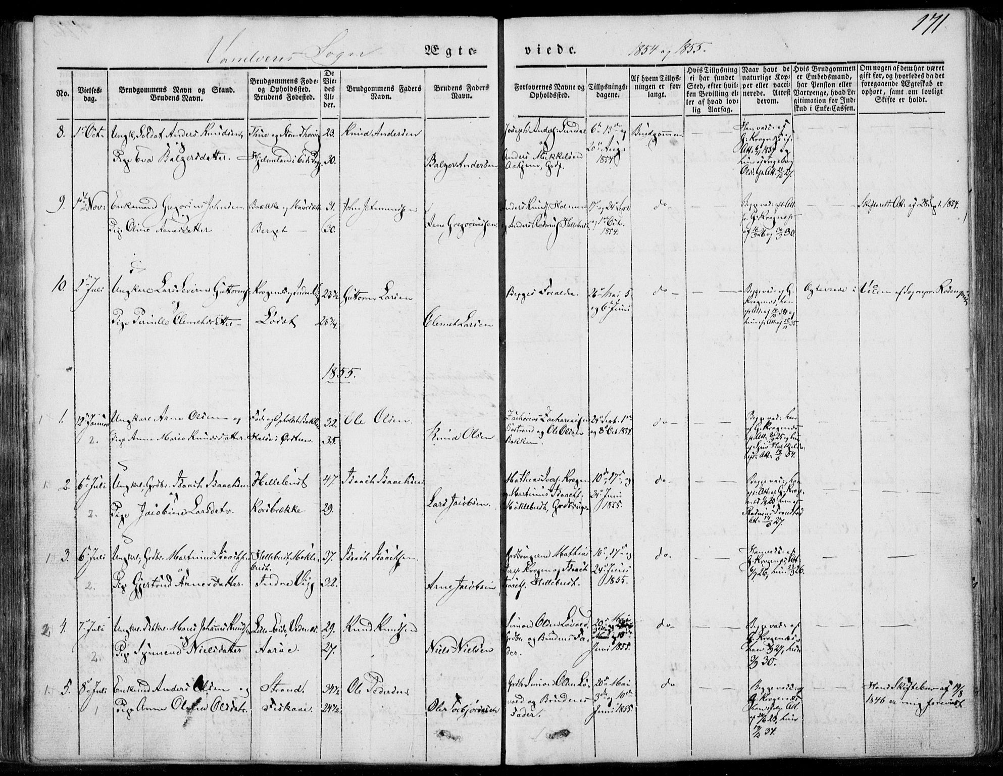 Ministerialprotokoller, klokkerbøker og fødselsregistre - Møre og Romsdal, AV/SAT-A-1454/501/L0006: Parish register (official) no. 501A06, 1844-1868, p. 171