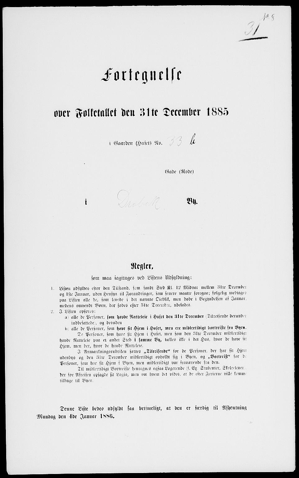 RA, 1885 census for 0203 Drøbak, 1885, p. 62