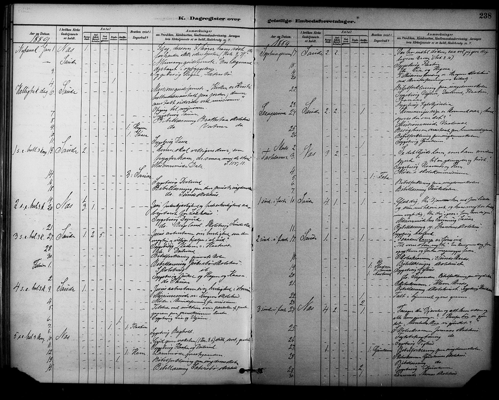 Sauherad kirkebøker, SAKO/A-298/F/Fa/L0009: Parish register (official) no. I 9, 1887-1912, p. 238