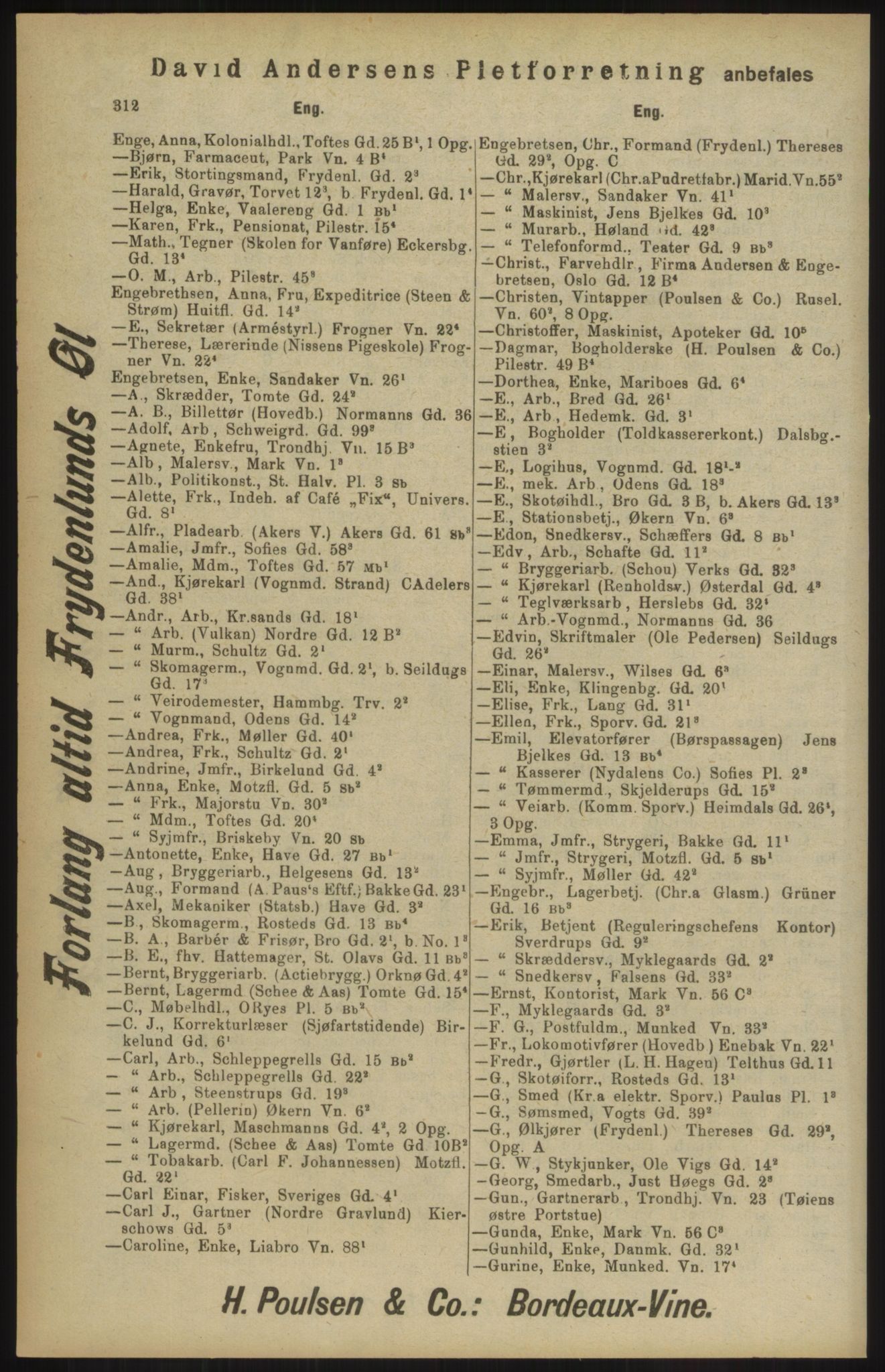 Kristiania/Oslo adressebok, PUBL/-, 1904, p. 312