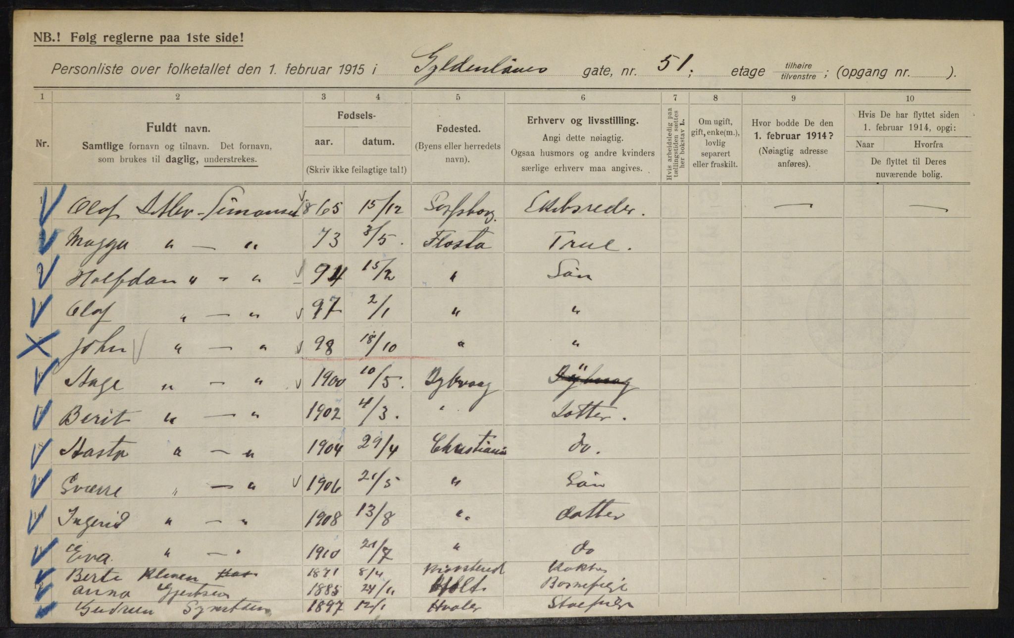 OBA, Municipal Census 1915 for Kristiania, 1915, p. 32292