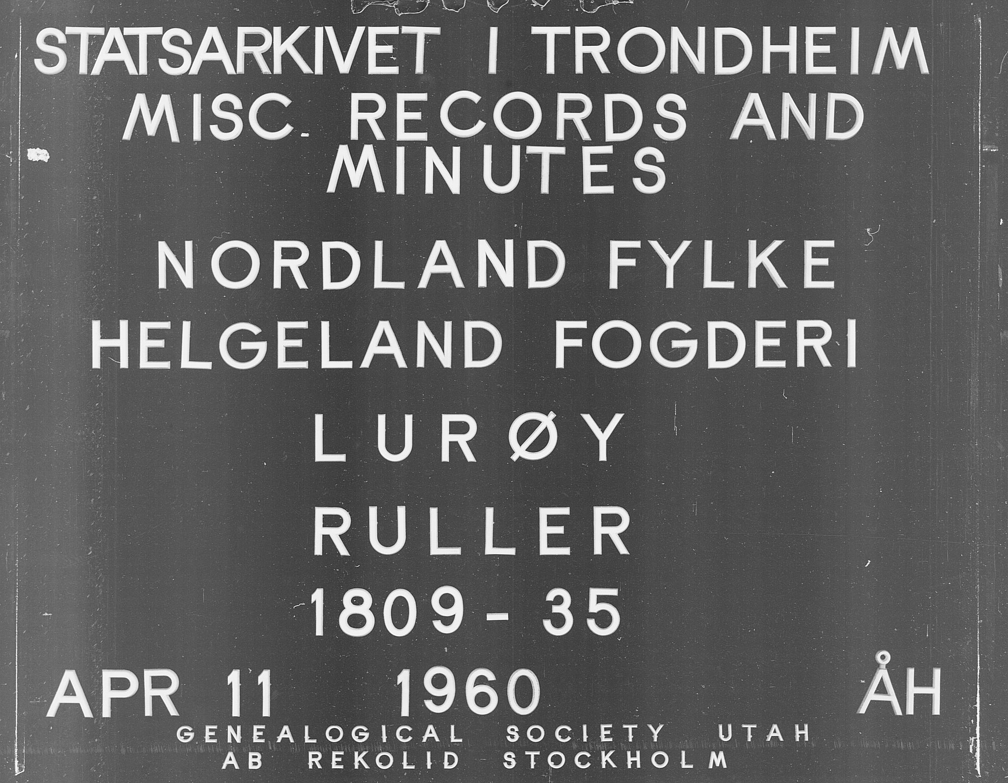 Fylkesmannen i Nordland, SAT/A-0499/1.1/R/Ra/L0015/0002: -- / Innrulleringsmanntall for Lurøy og Træna, 1809-1835, p. 1