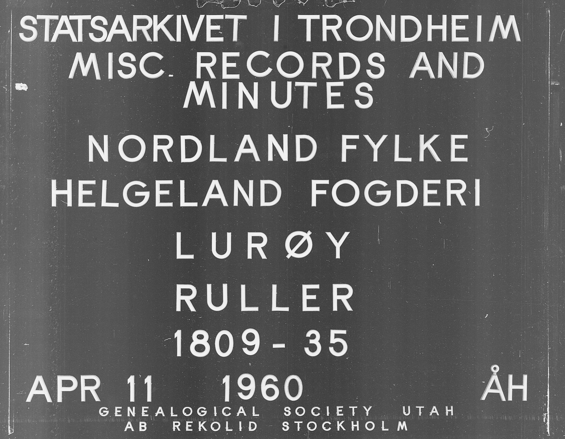 Fylkesmannen i Nordland, AV/SAT-A-0499/1.1/R/Ra/L0015/0002: -- / Innrulleringsmanntall for Lurøy og Træna, 1809-1835, p. 1