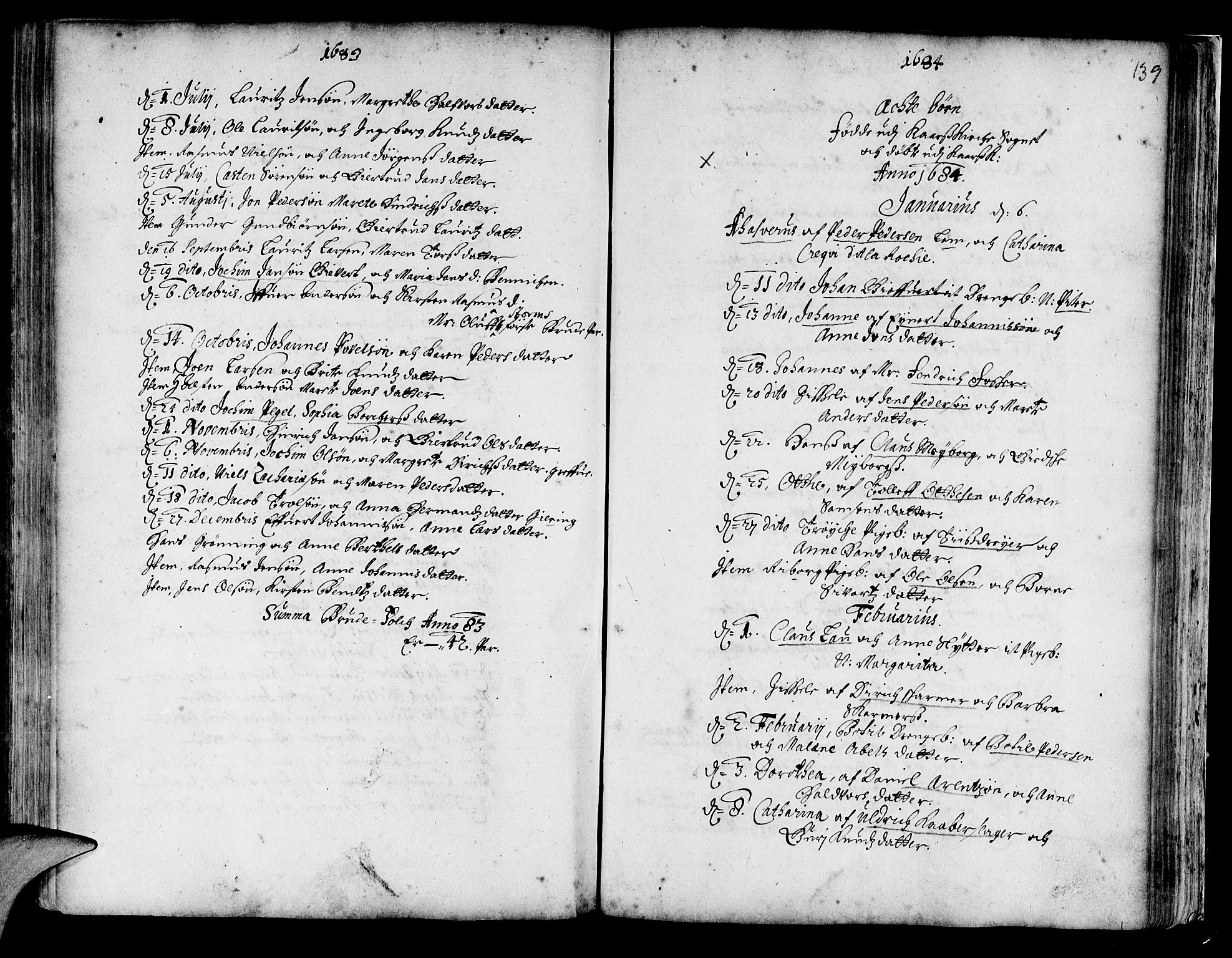 Korskirken sokneprestembete, SAB/A-76101/H/Haa/L0001: Parish register (official) no. A 1, 1674-1688, p. 139