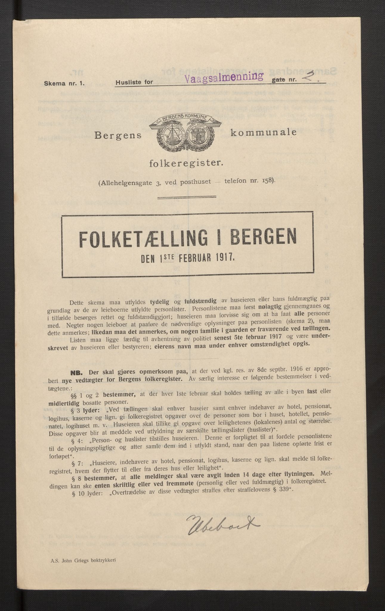 SAB, Municipal Census 1917 for Bergen, 1917, p. 43451