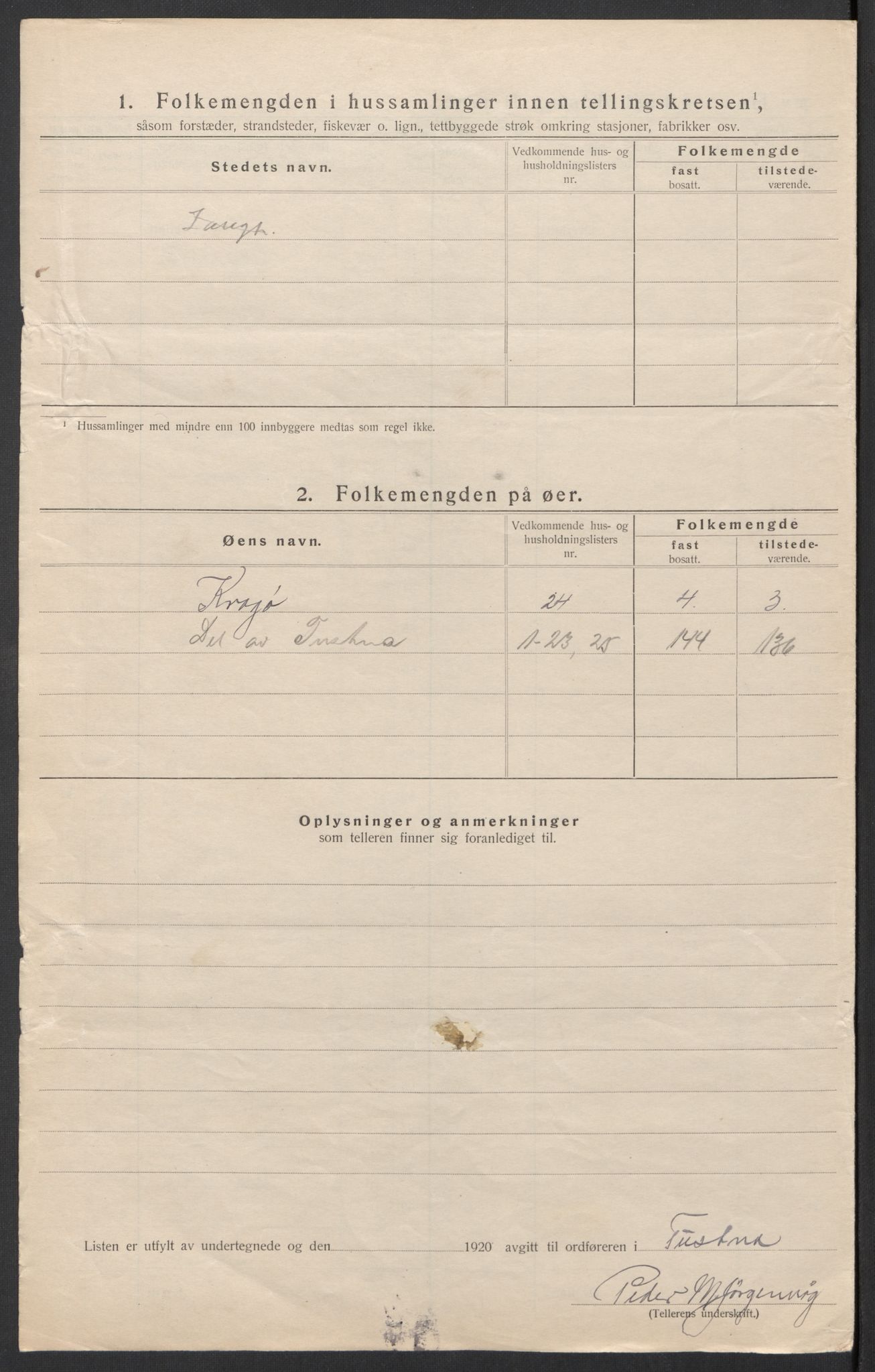 SAT, 1920 census for Tustna, 1920, p. 8