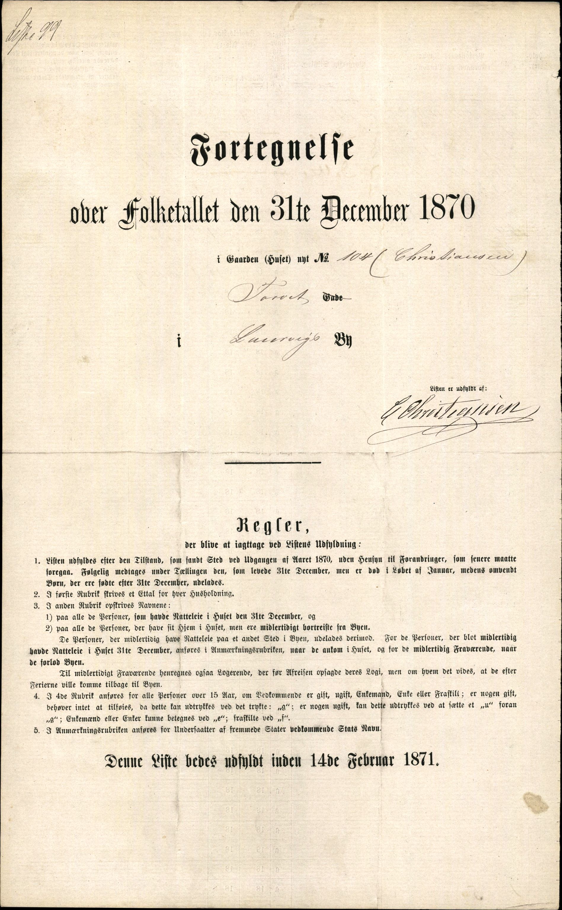 RA, 1870 census for 0707 Larvik, 1870, p. 215