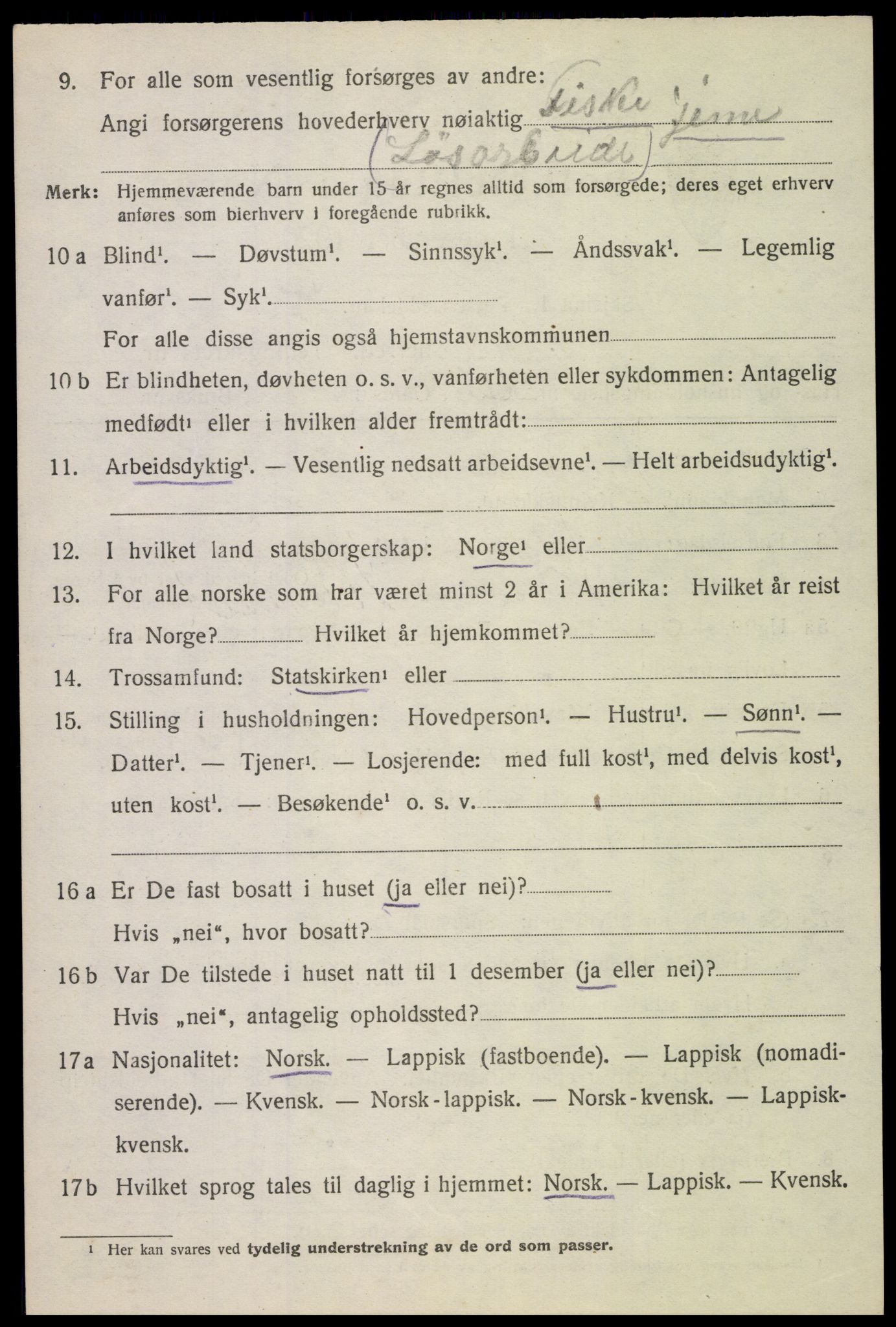 SAT, 1920 census for Hadsel, 1920, p. 19921