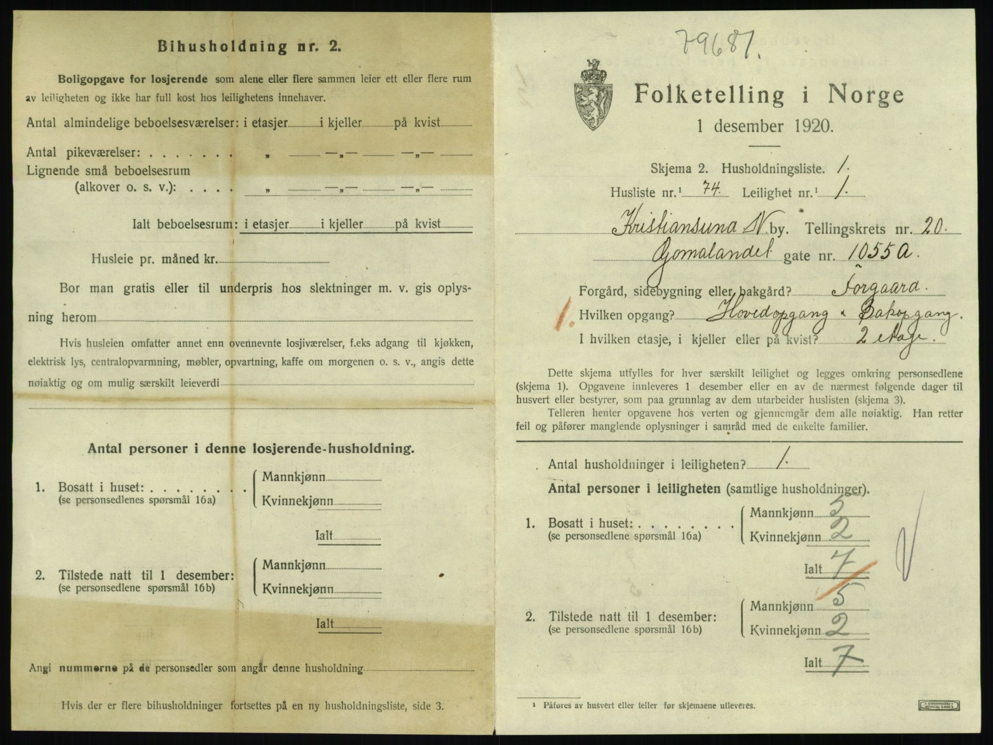 SAT, 1920 census for Kristiansund, 1920, p. 10317