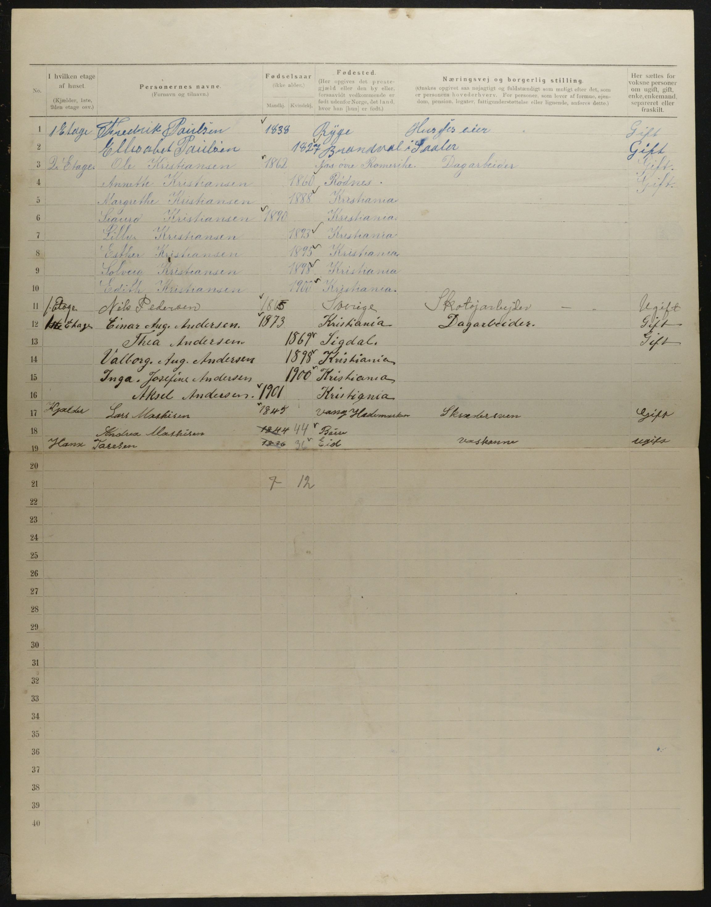 OBA, Municipal Census 1901 for Kristiania, 1901, p. 3549