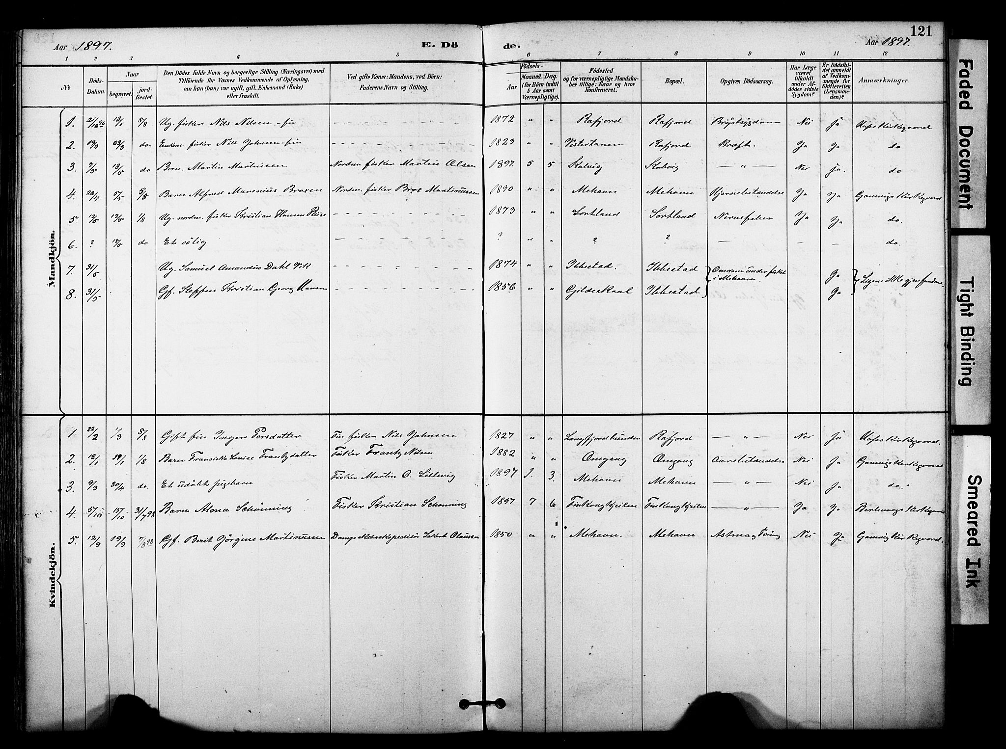 Tana sokneprestkontor, SATØ/S-1334/H/Ha/L0006kirke: Parish register (official) no. 6, 1892-1908, p. 121
