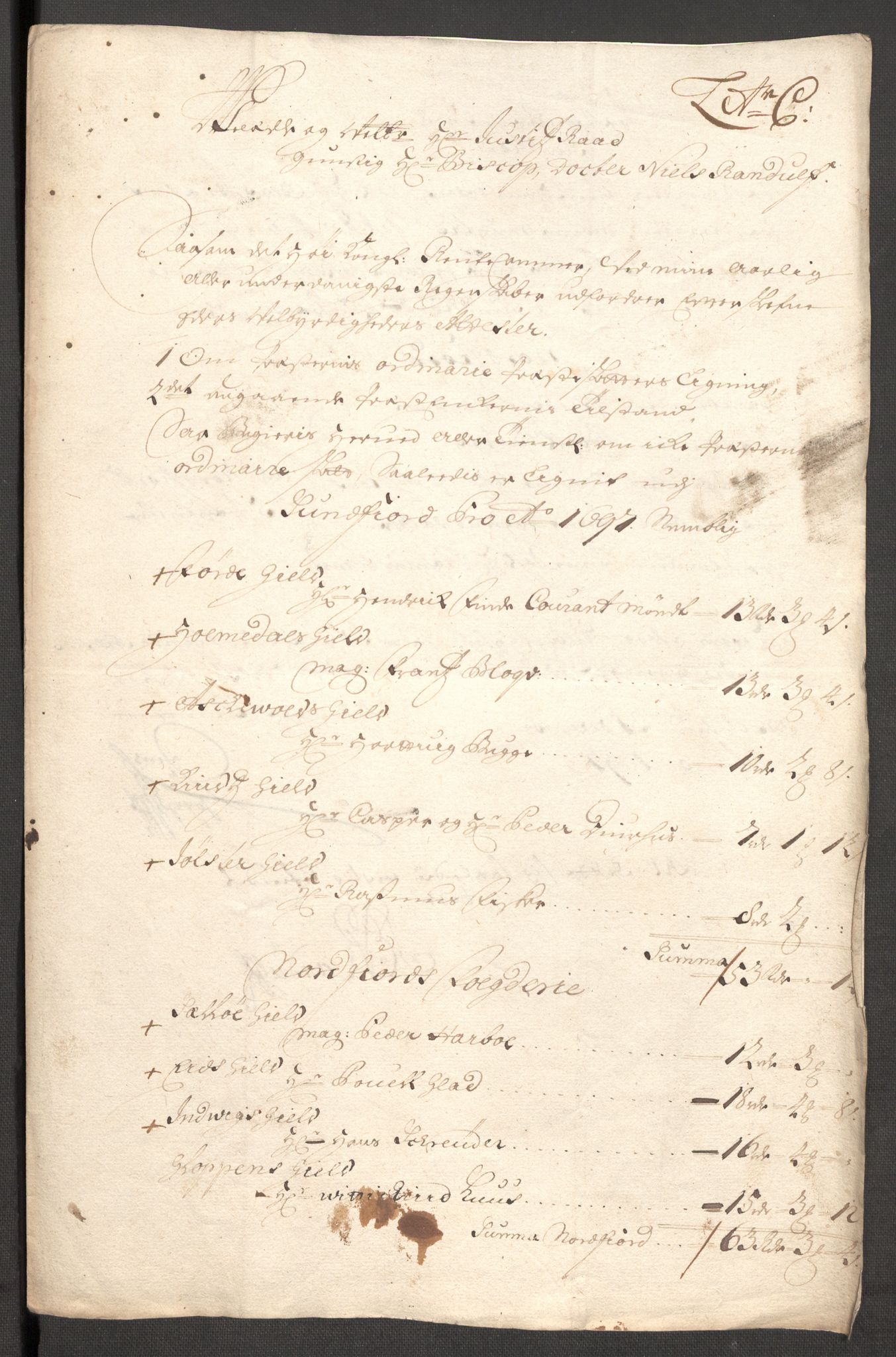 Rentekammeret inntil 1814, Reviderte regnskaper, Fogderegnskap, RA/EA-4092/R53/L3423: Fogderegnskap Sunn- og Nordfjord, 1697-1698, p. 61