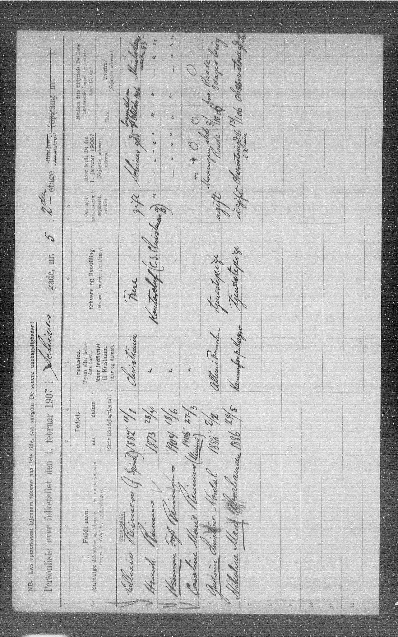 OBA, Municipal Census 1907 for Kristiania, 1907, p. 45826