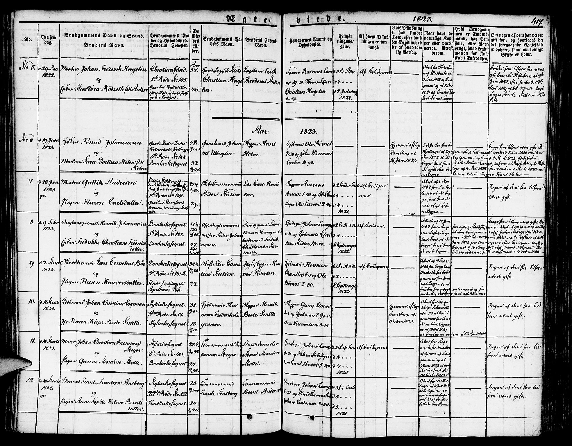 Nykirken Sokneprestembete, SAB/A-77101/H/Haa/L0012: Parish register (official) no. A 12, 1821-1844, p. 417
