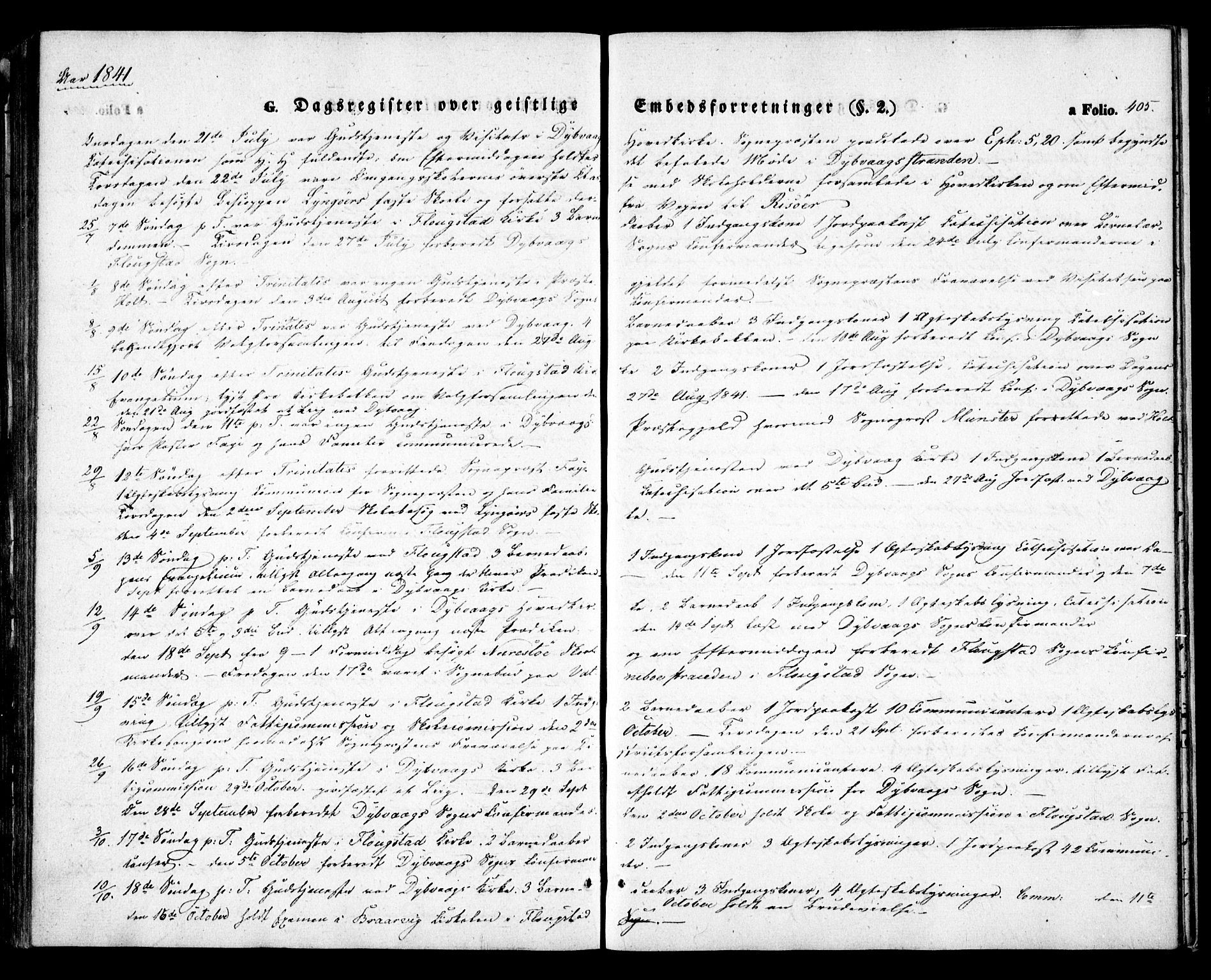 Dypvåg sokneprestkontor, AV/SAK-1111-0007/F/Fa/Faa/L0005: Parish register (official) no. A 5, 1841-1854, p. 405