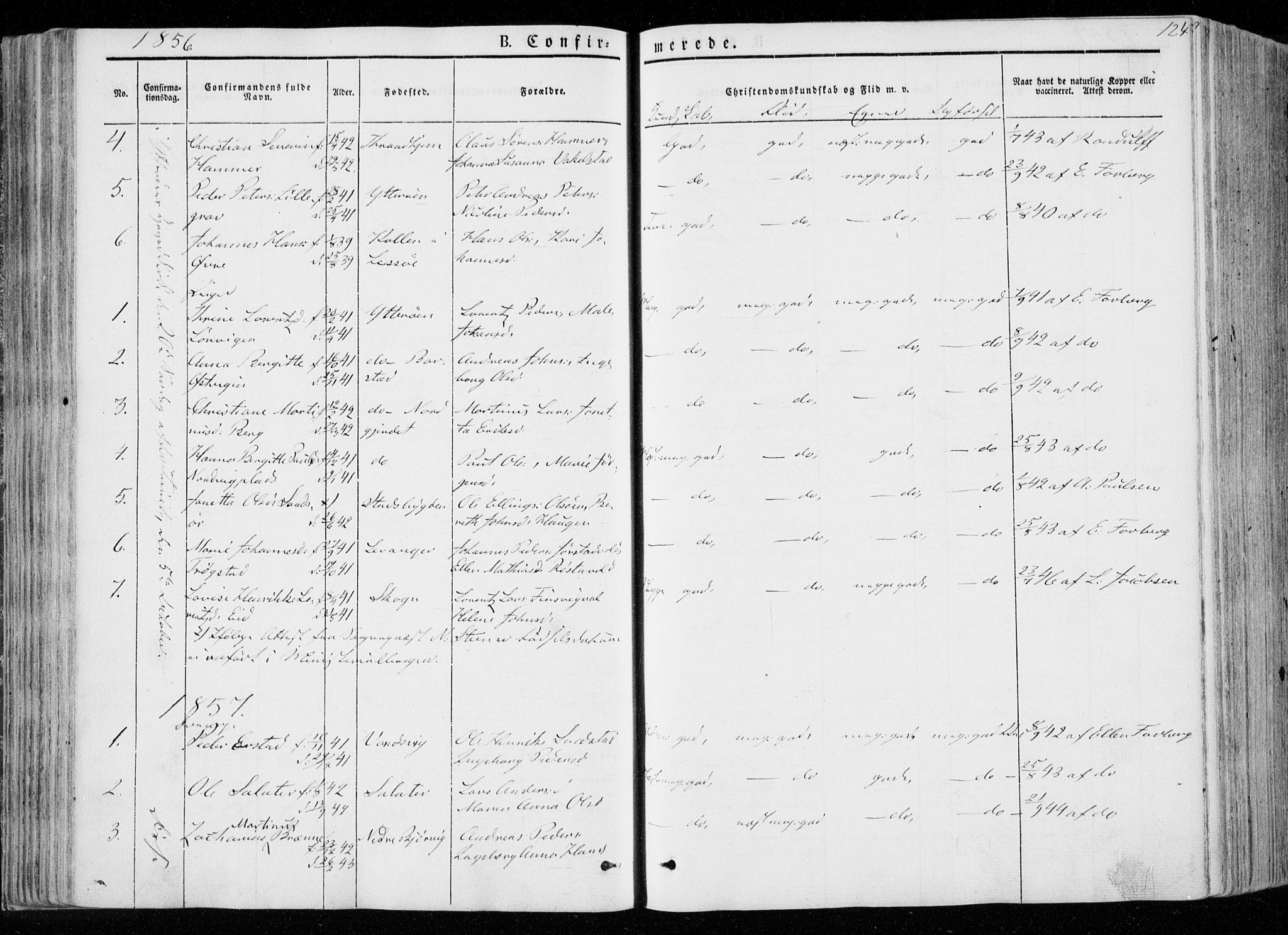 Ministerialprotokoller, klokkerbøker og fødselsregistre - Nord-Trøndelag, SAT/A-1458/722/L0218: Parish register (official) no. 722A05, 1843-1868, p. 124