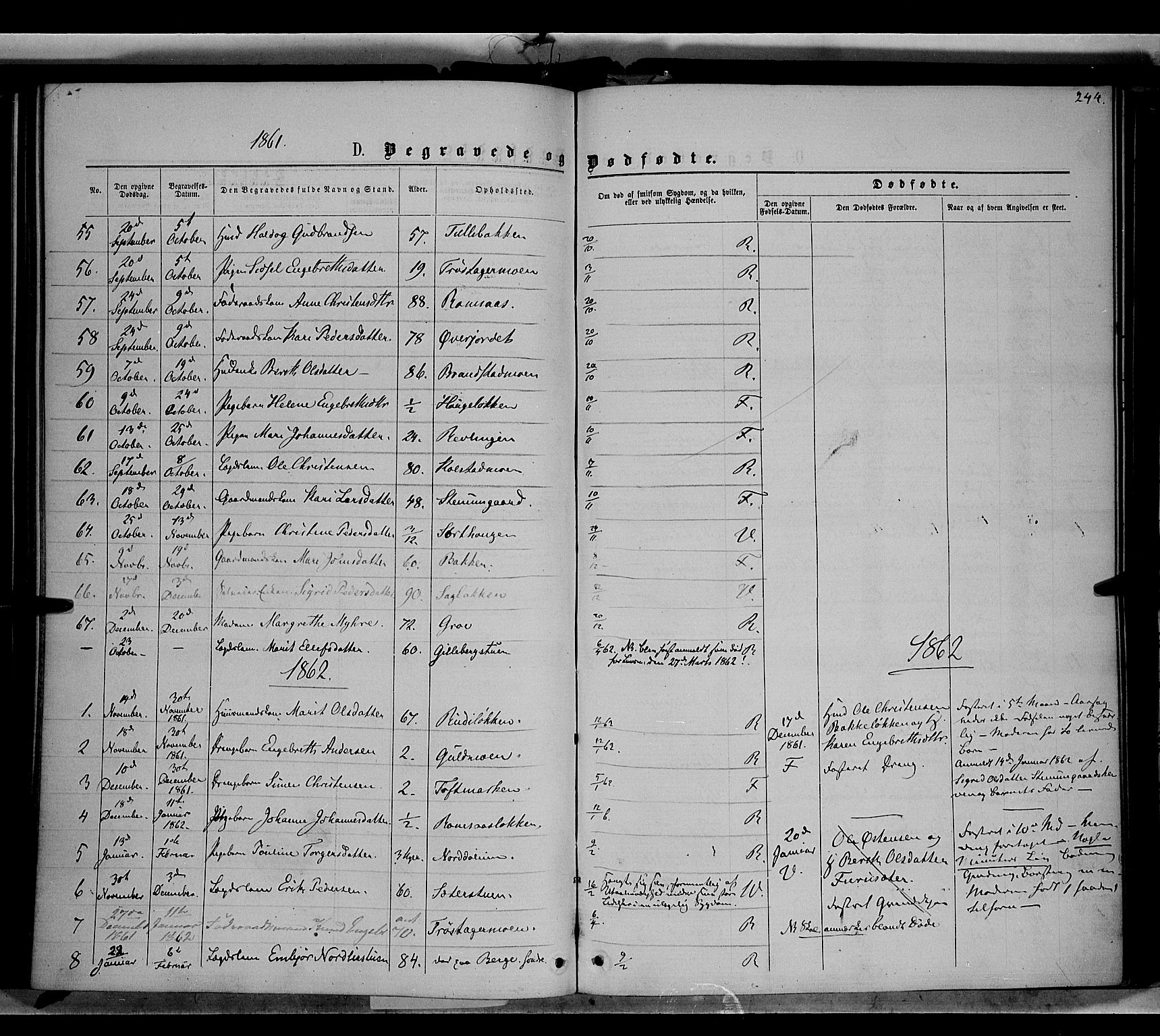 Ringebu prestekontor, SAH/PREST-082/H/Ha/Haa/L0007: Parish register (official) no. 7, 1860-1877, p. 244