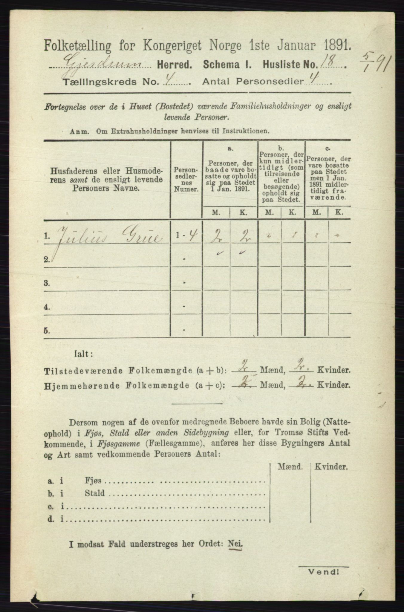 RA, 1891 census for 0234 Gjerdrum, 1891, p. 1767