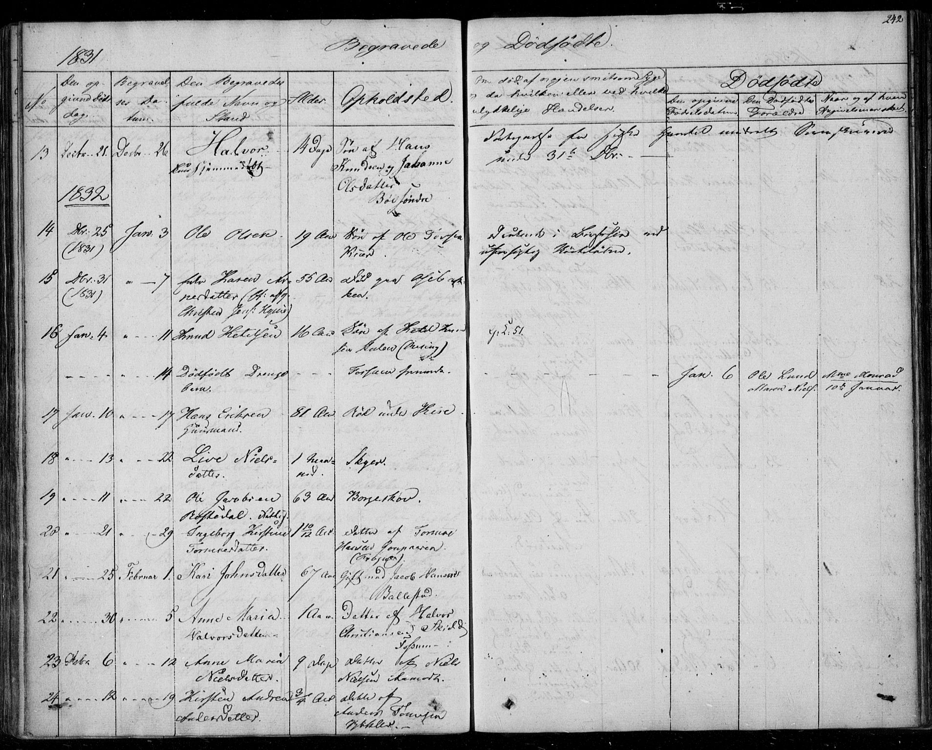 Gjerpen kirkebøker, SAKO/A-265/F/Fa/L0006: Parish register (official) no. I 6, 1829-1834, p. 242