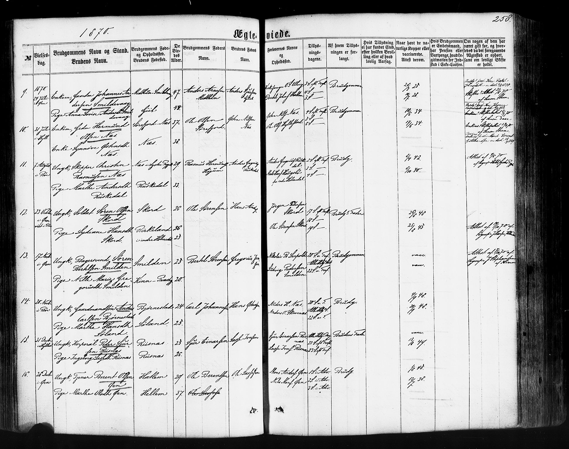 Hyllestad sokneprestembete, AV/SAB-A-80401: Parish register (official) no. A 1, 1861-1886, p. 258